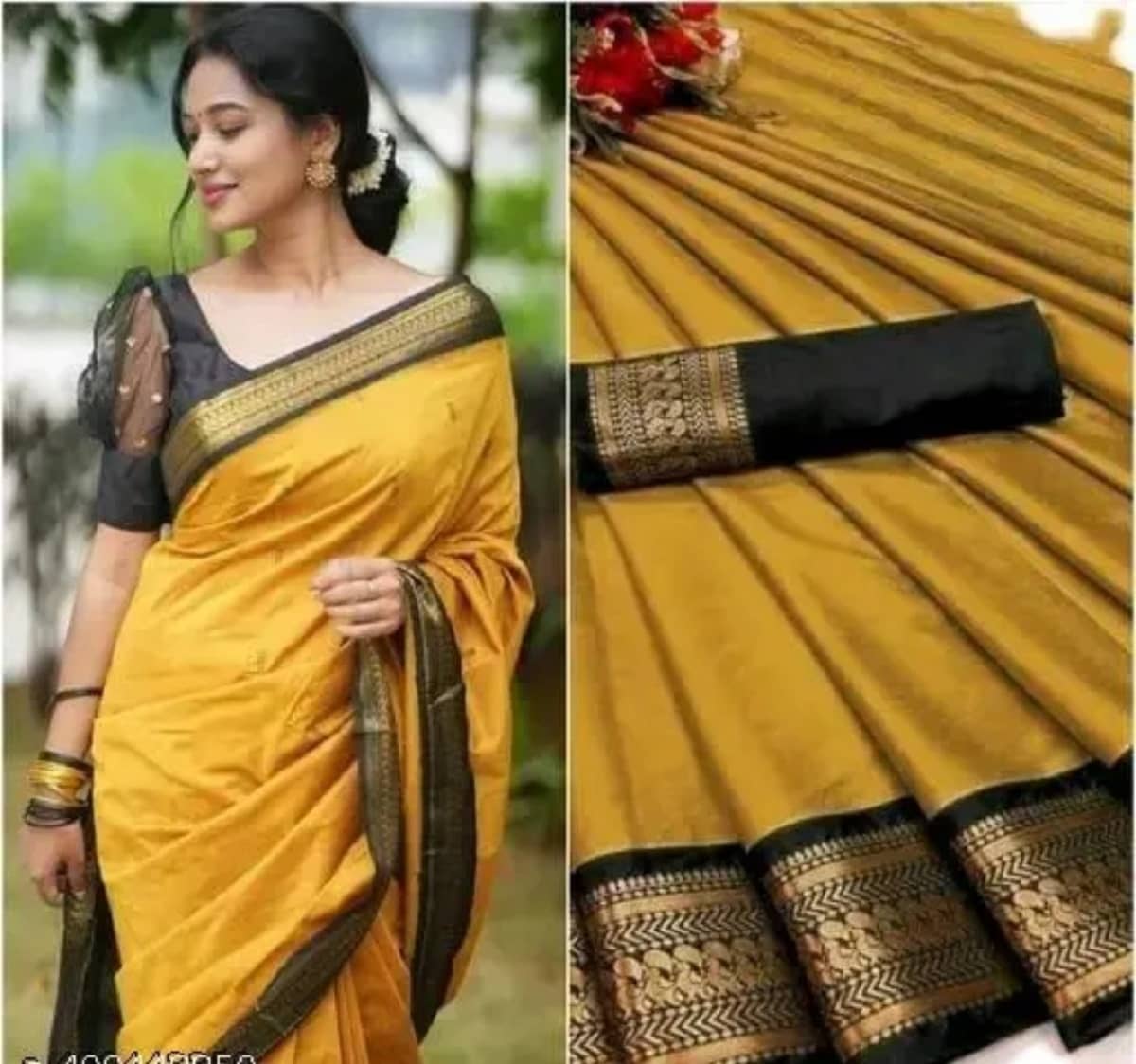Gazal Fashions Cotton Silk Embellished Banarasi saree Without Blouse Piece ( Multicolor 6 ) - Sarees | Buy online on ZillyBuy