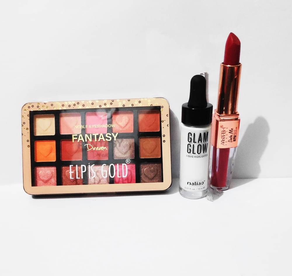     			Generic Makeup Kit ( 1 Eyeshadow Palette 1 Highlighter 1 Lipstick )
