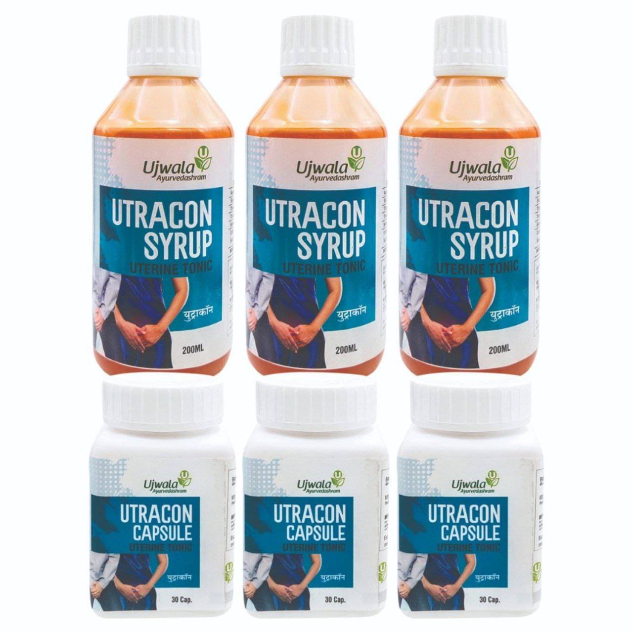     			Ujwala Ayurvedashram Utracon Liquid 200ml And Utracon Capsule 30 No.s Kit For One Month (Pack of 6)