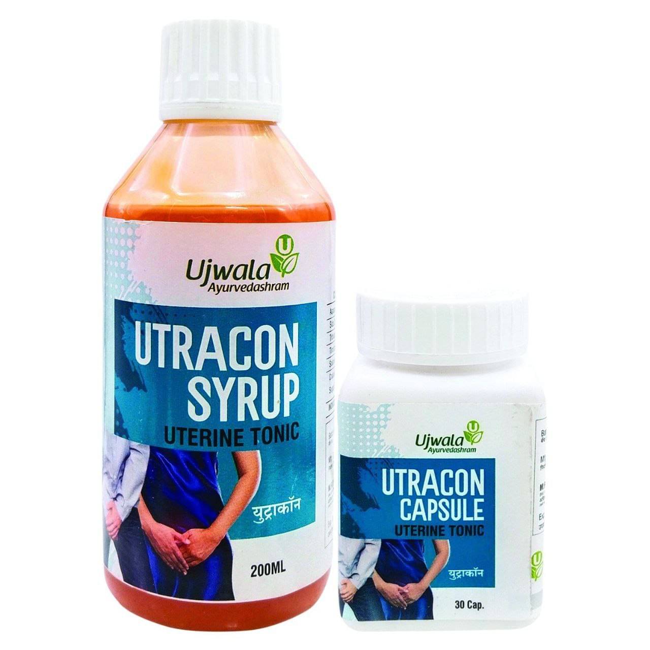 Ujwala Ayurvedashram Utracon Capsule 30 No.S And Liquid 200Ml Combination Kit For Incontinence, Vaginal Infection (Pack of 2) Ujwala Ayurvedashram Utracon Capsule 30 No.S And Liquid 200Ml Combination Kit For Incontinence, Vaginal Infection (Pack of 2)
