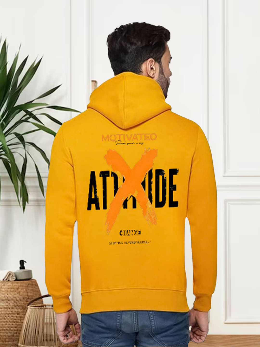     			Glito Fleece Hooded Men's Sweatshirt - Yellow ( Pack of 1 )