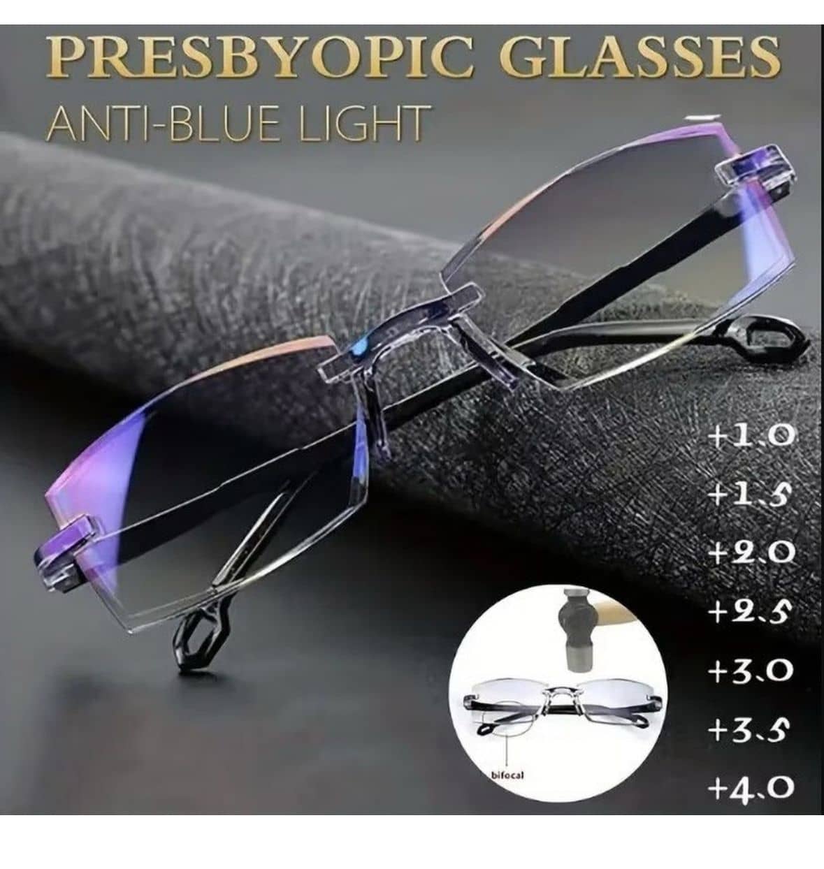 Hexxa Rectangle Rimless Reading Glasses