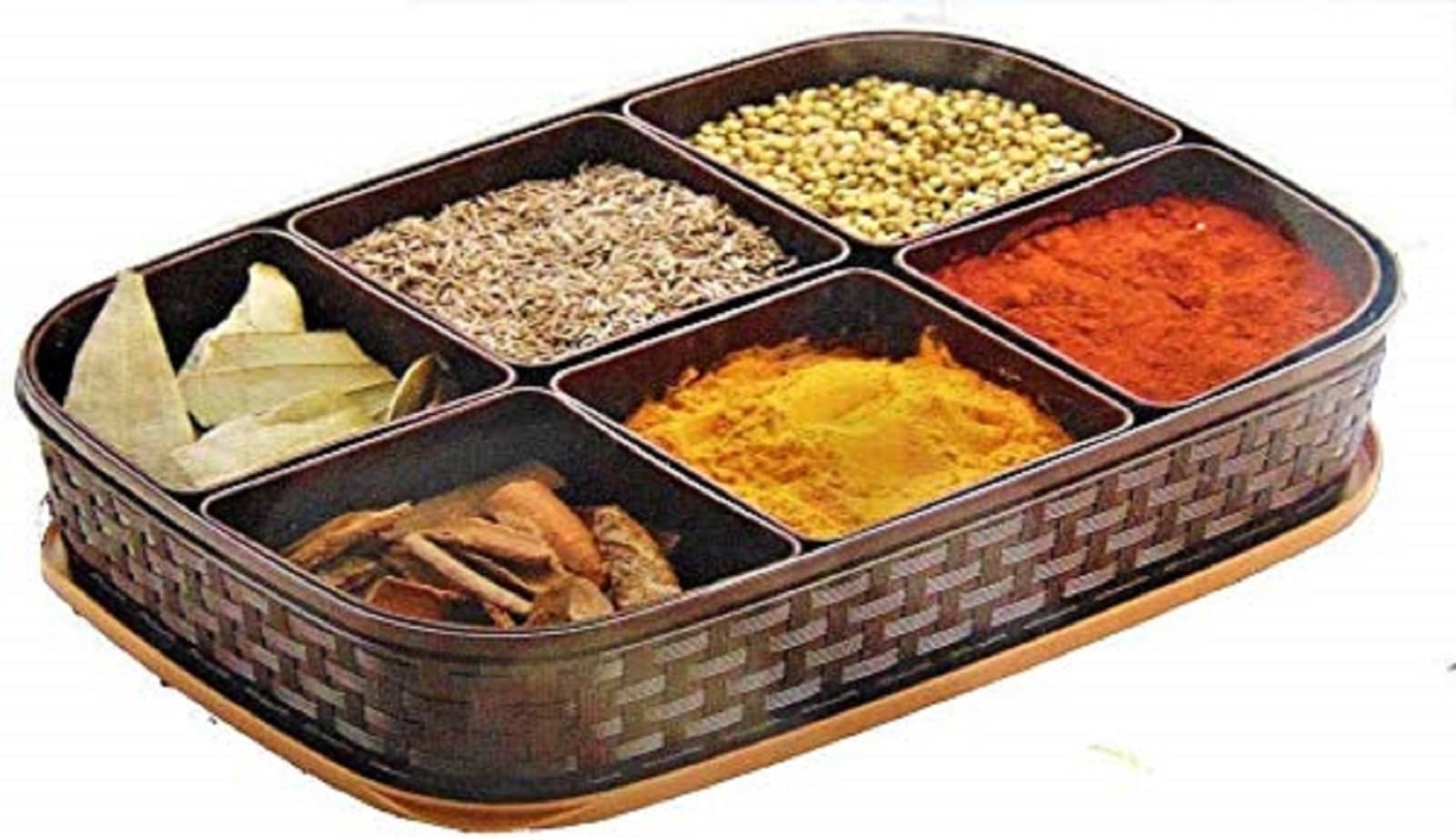 Home Lane Rectangle Masala Box Plastic Brown Spice Container ( Set of 1 )     			Home Lane Rectangle Masala Box Plastic Brown Spice Container ( Set of 1 )