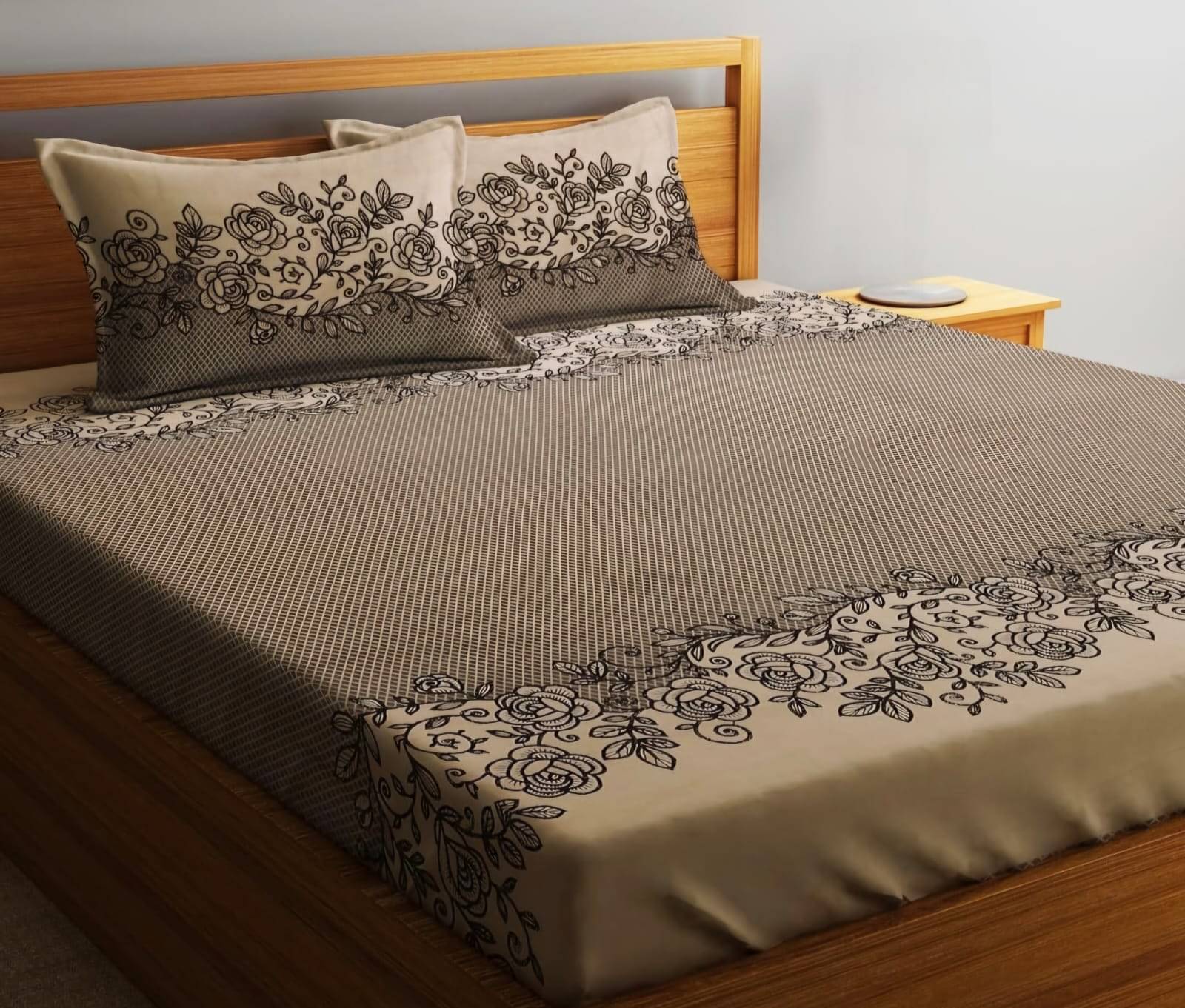 HomeSpire Glace Cotton 1 Double Queen Bedsheet with 2 Pillow Covers ( Dark Grey ) HomeSpire Glace Cotton 1 Double Queen Bedsheet with 2 Pillow Covers ( Dark Grey )