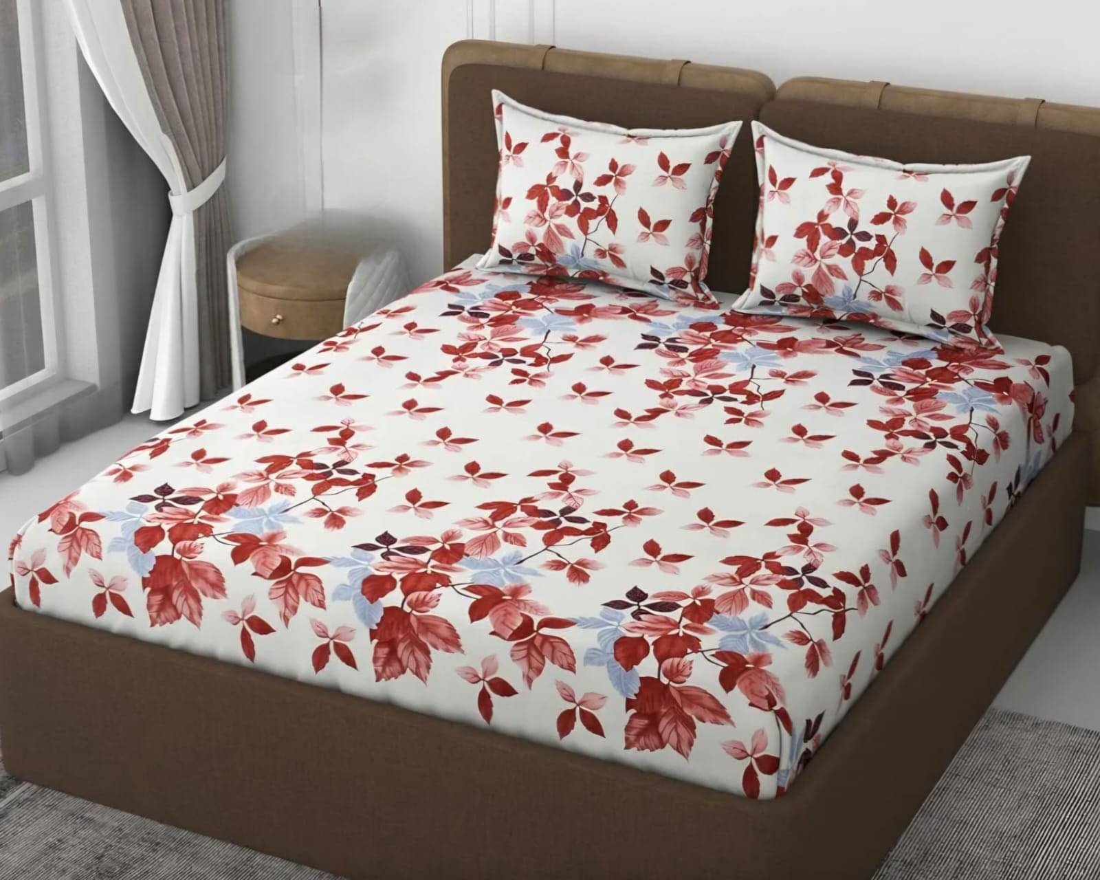     			HomeSpire Glace Cotton 1 Double Queen Bedsheet with 2 Pillow Covers ( Maroon )