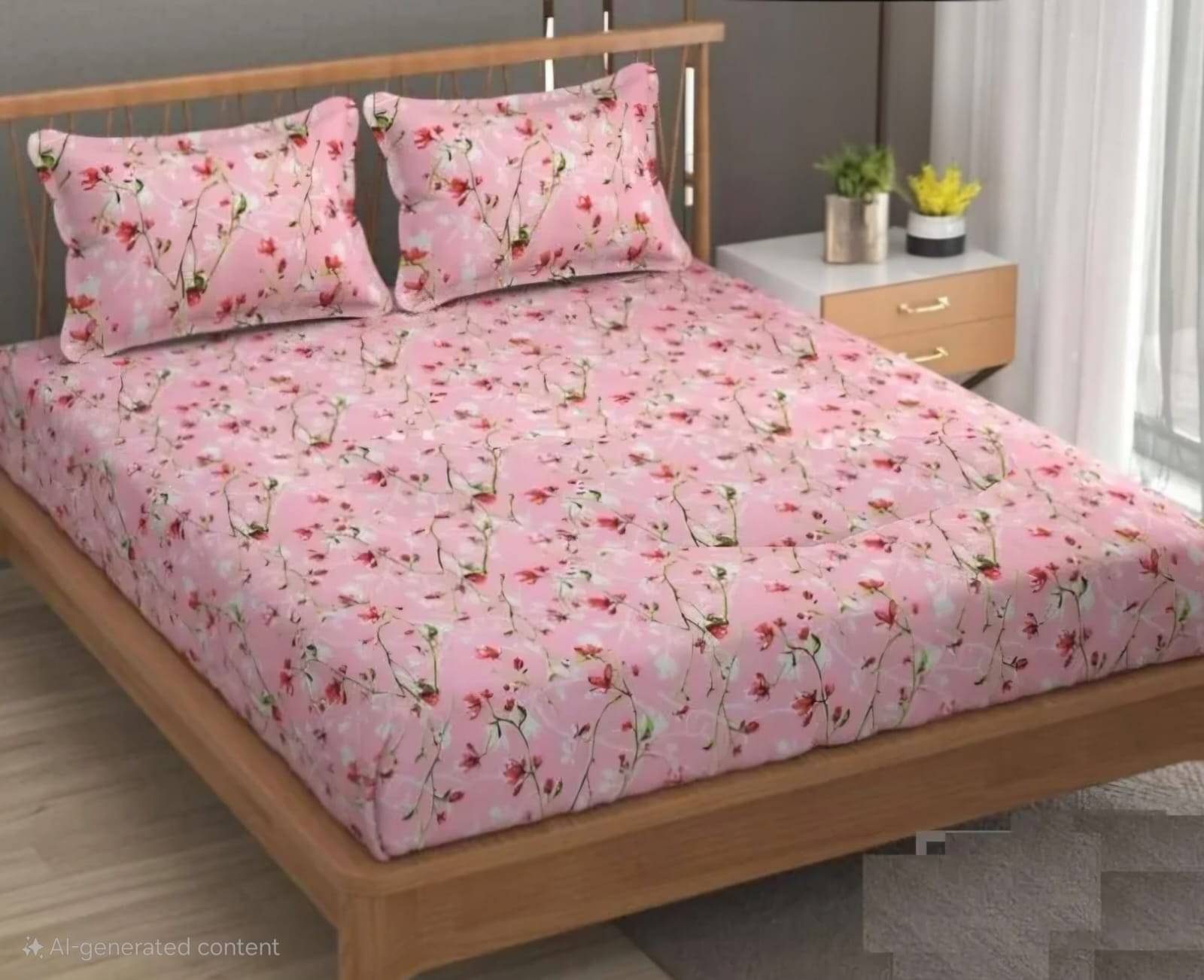     			HomeSpire Glace Cotton 1 Double Queen Bedsheet with 2 Pillow Covers ( Pink )
