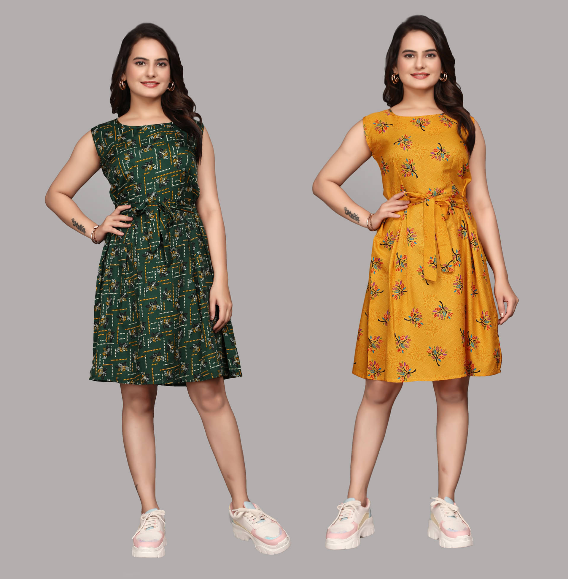 KALAVRITTA Women Crepe Printed Fit & Flare Dress ( Multicolor 6 ) KALAVRITTA Women Crepe Printed Fit & Flare Dress ( Multicolor 6 )