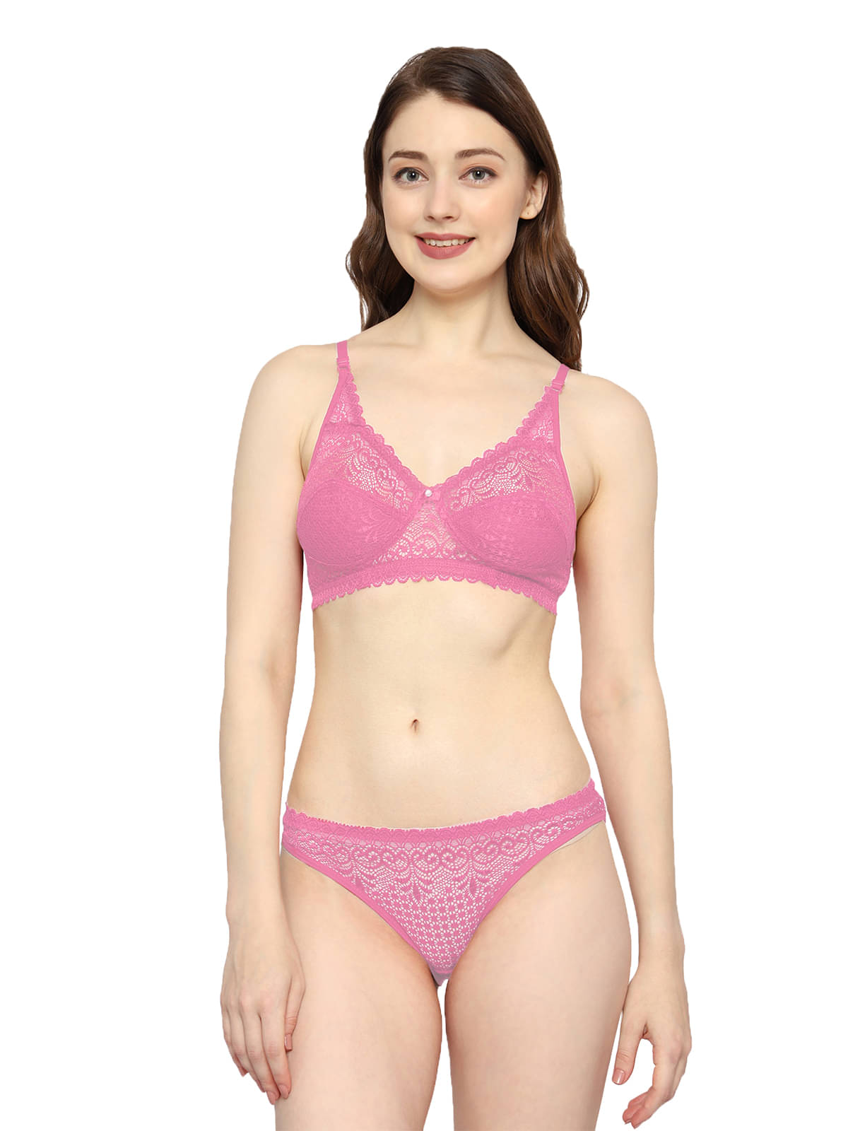     			MOONDUSK Pack of 1 Net Bra & Panty Set For Women ( Pink )
