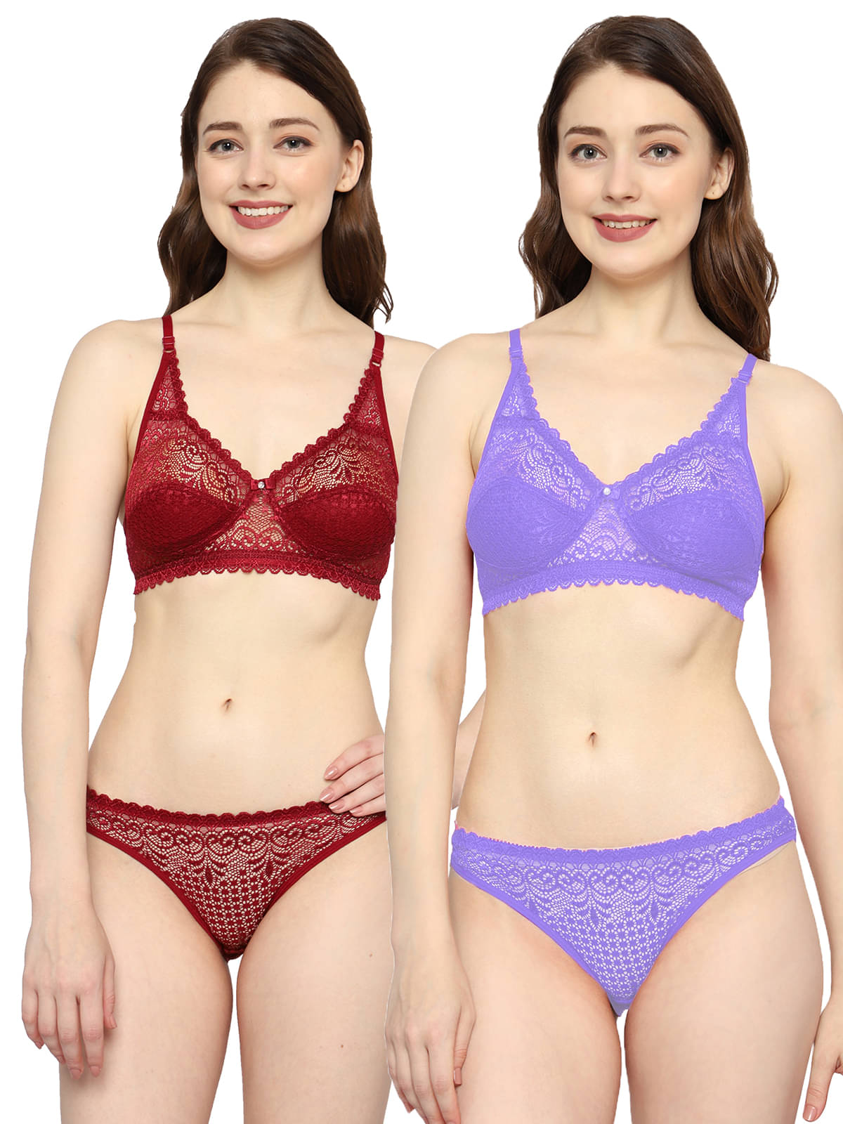 MOONDUSK Pack of 2 Net Bra & Panty Set For Women ( Multicolor ) MOONDUSK Pack of 2 Net Bra & Panty Set For Women ( Multicolor )