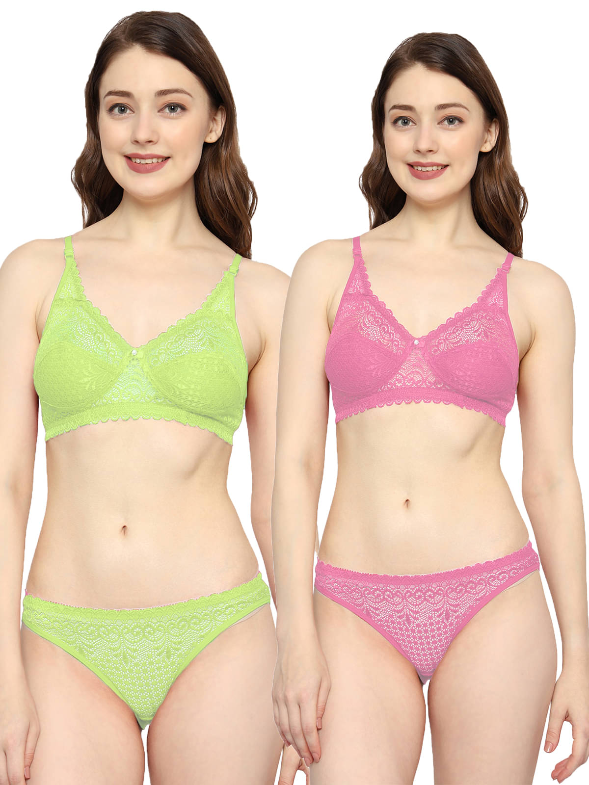 MOONDUSK Pack of 2 Net Bra & Panty Set For Women ( Multicolor ) MOONDUSK Pack of 2 Net Bra & Panty Set For Women ( Multicolor )
