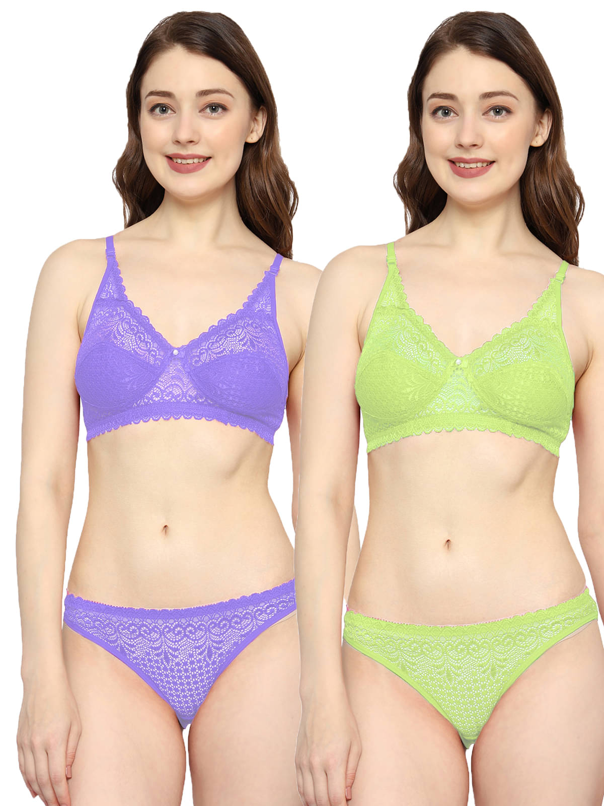 MOONDUSK Pack of 2 Net Bra & Panty Set For Women ( Multicolor ) MOONDUSK Pack of 2 Net Bra & Panty Set For Women ( Multicolor )