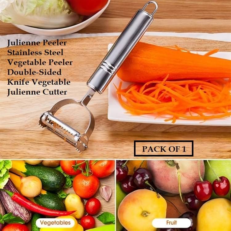     			MULTI DEAL Julienne Peeler Stainless Steel Vegetable Peeler Double-Sided Knife (Pack of 1)