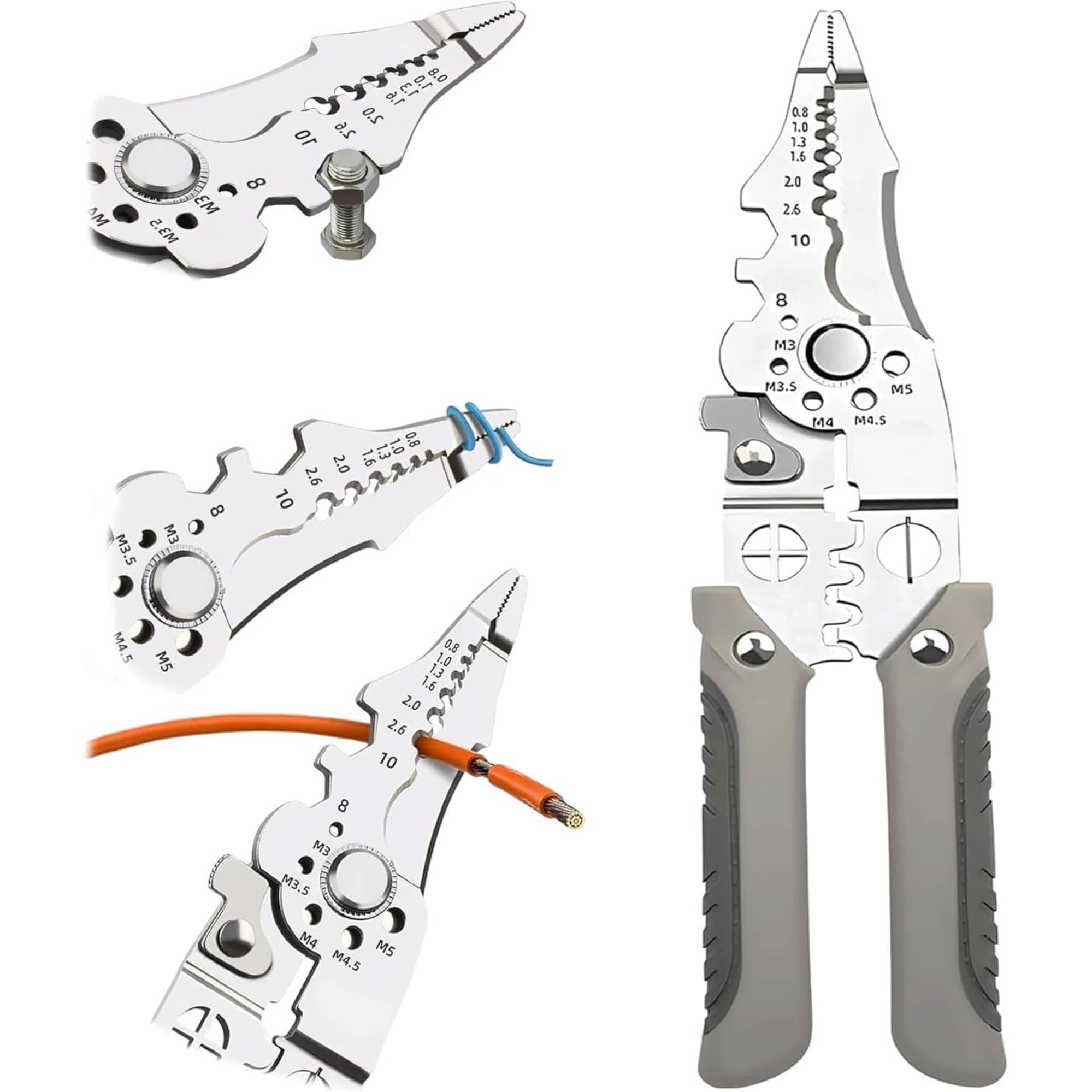 Kadio All in 1 Multifunction Stainless Steel Wire Stripper/Wire Crimping Tool, Wire Cutter, Wire Crimper, Cable Stripper, Wiring Tools and Multi-Function Hand Tool (ALL IN 1)