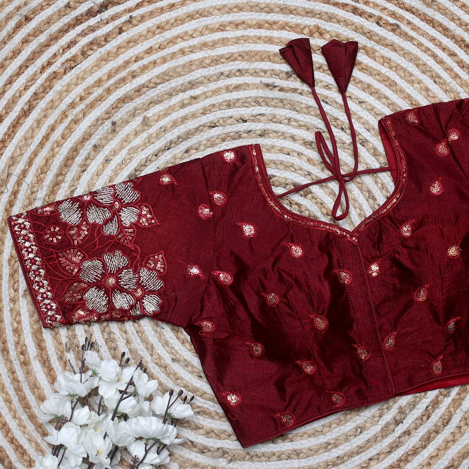     			Modern Mughals Maroon Readymade with Pad Art Silk Women's Blouse ( Pack of 1 )