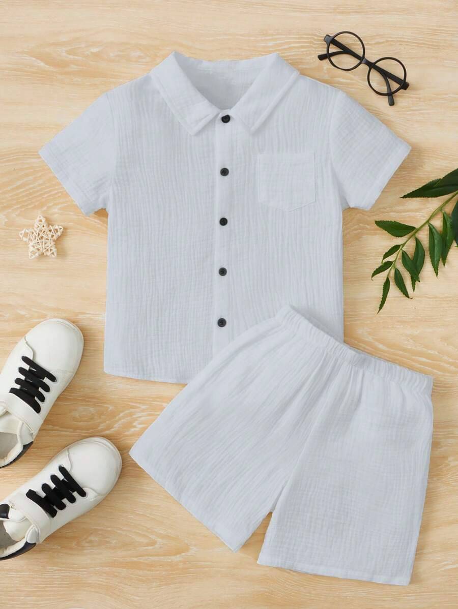     			Ocvito Pack of 1 Boys Cotton Shirt & Shorts Set ( Light Grey )