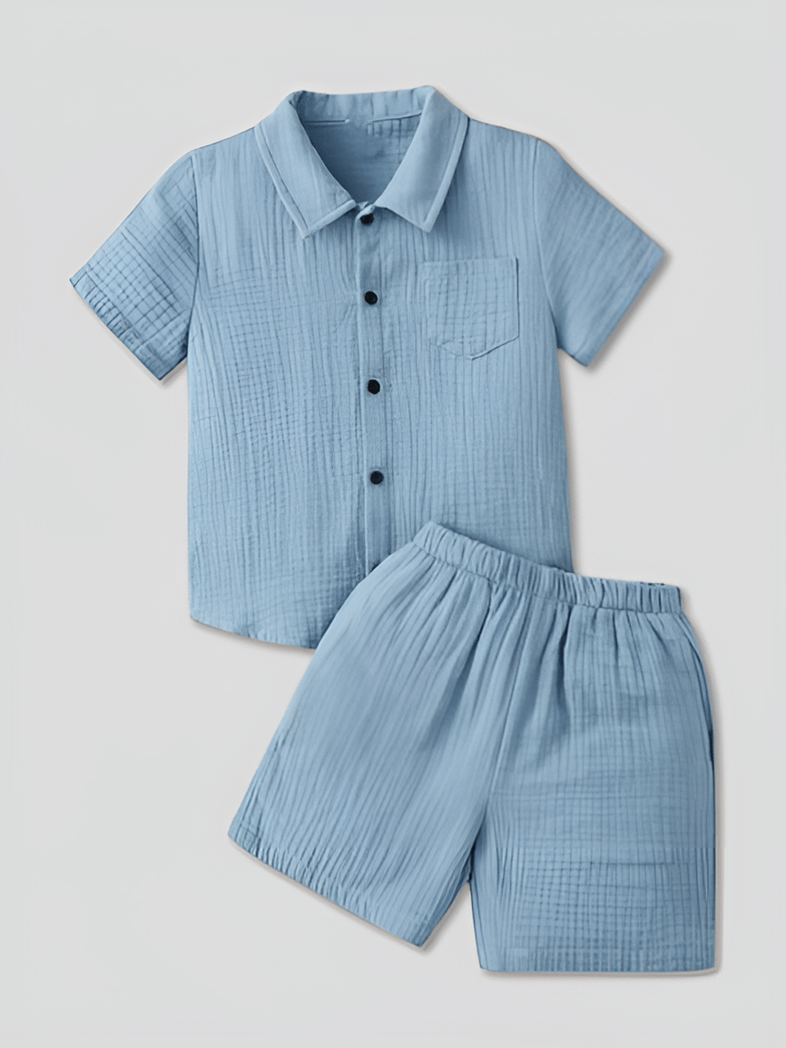 Ocvito Pack of 1 Boys Cotton Shirt & Shorts Set ( Brown )