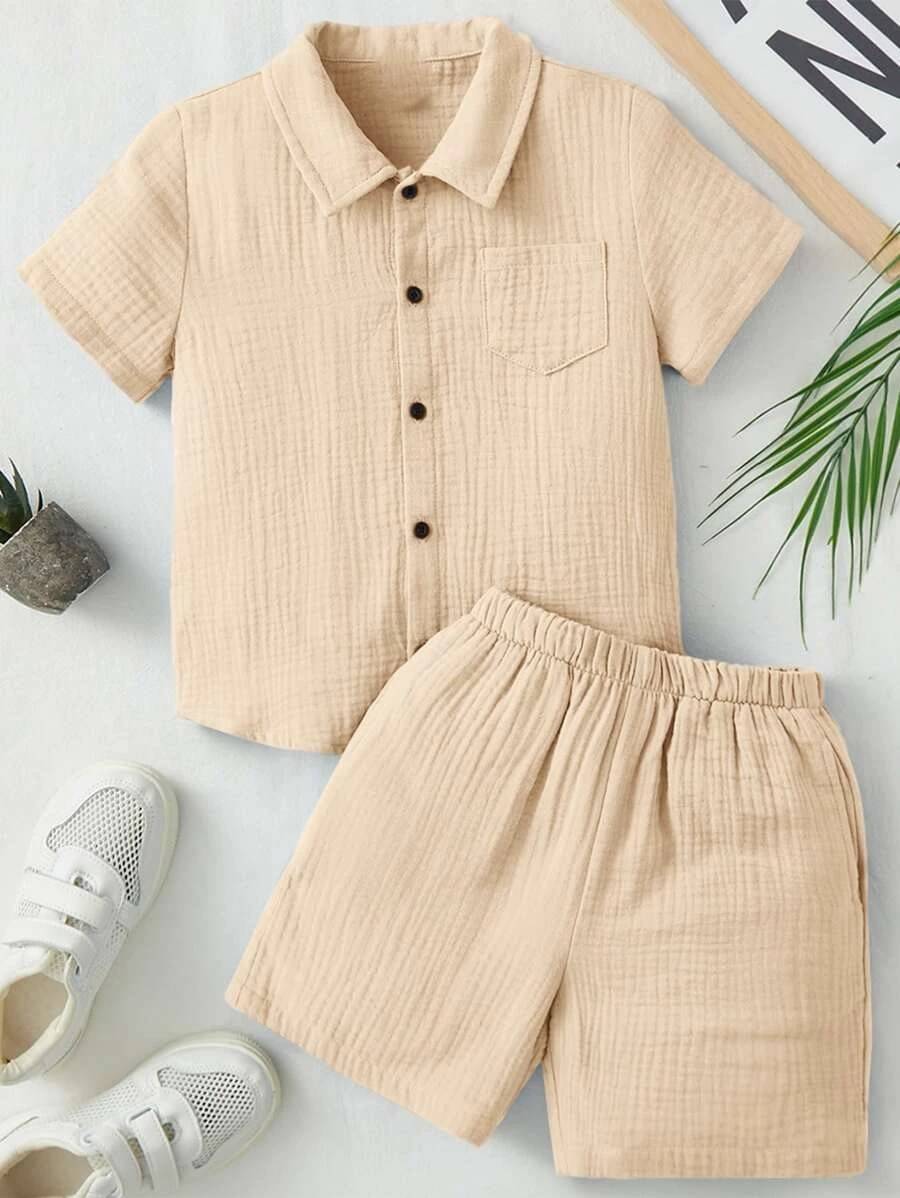     			Ocvito Pack of 1 Boys Cotton Shirt & Shorts Set ( Cream )