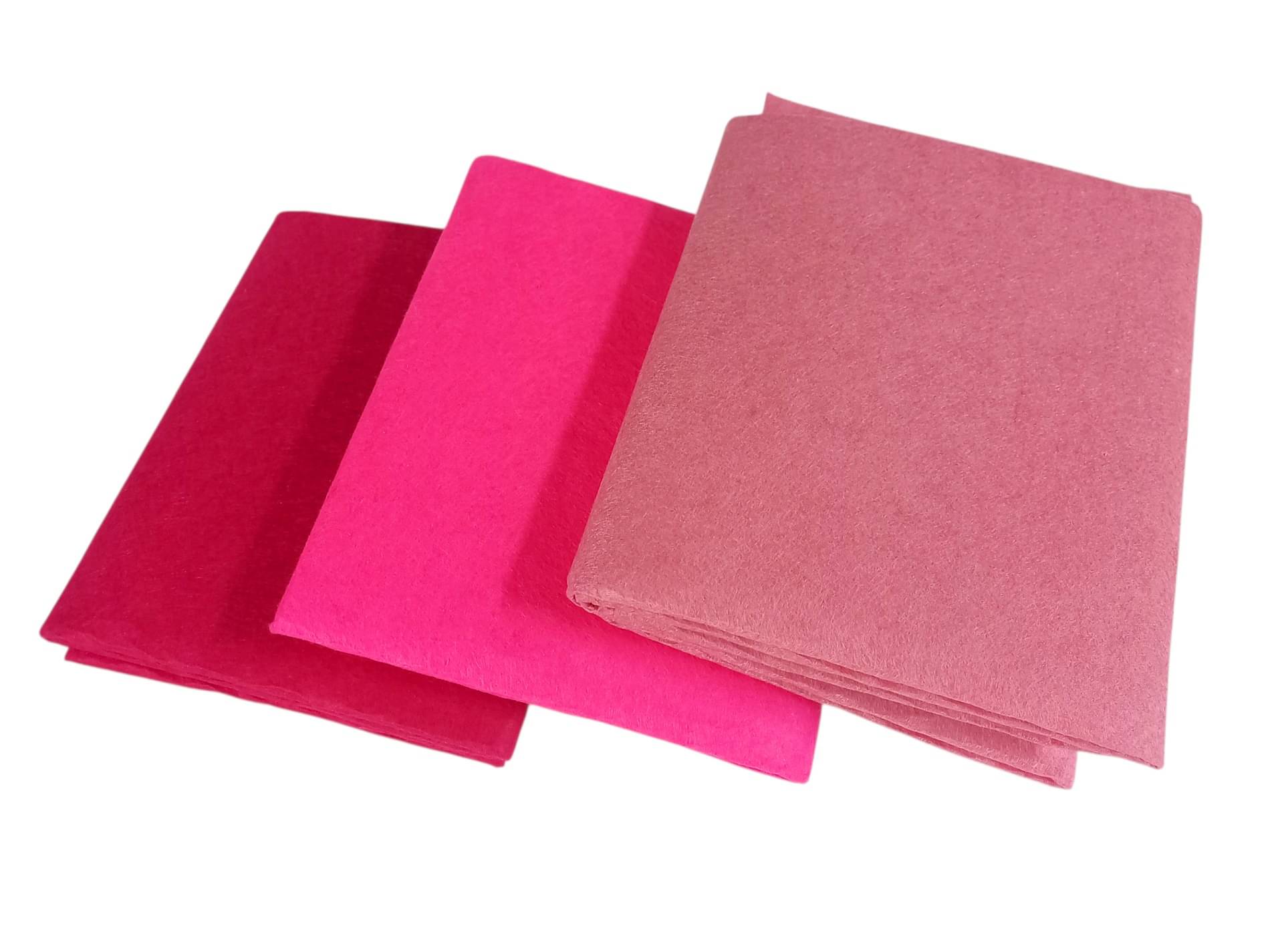     			PRANSUNITA Pack of 3 Pink Shades Felt Fabric Sheet Stiff (Hard) Size 19” x 21” inch - School DIY Crafts Patchwork, Table & Board Backdrops, Embroidery Sewing- 3 pcs