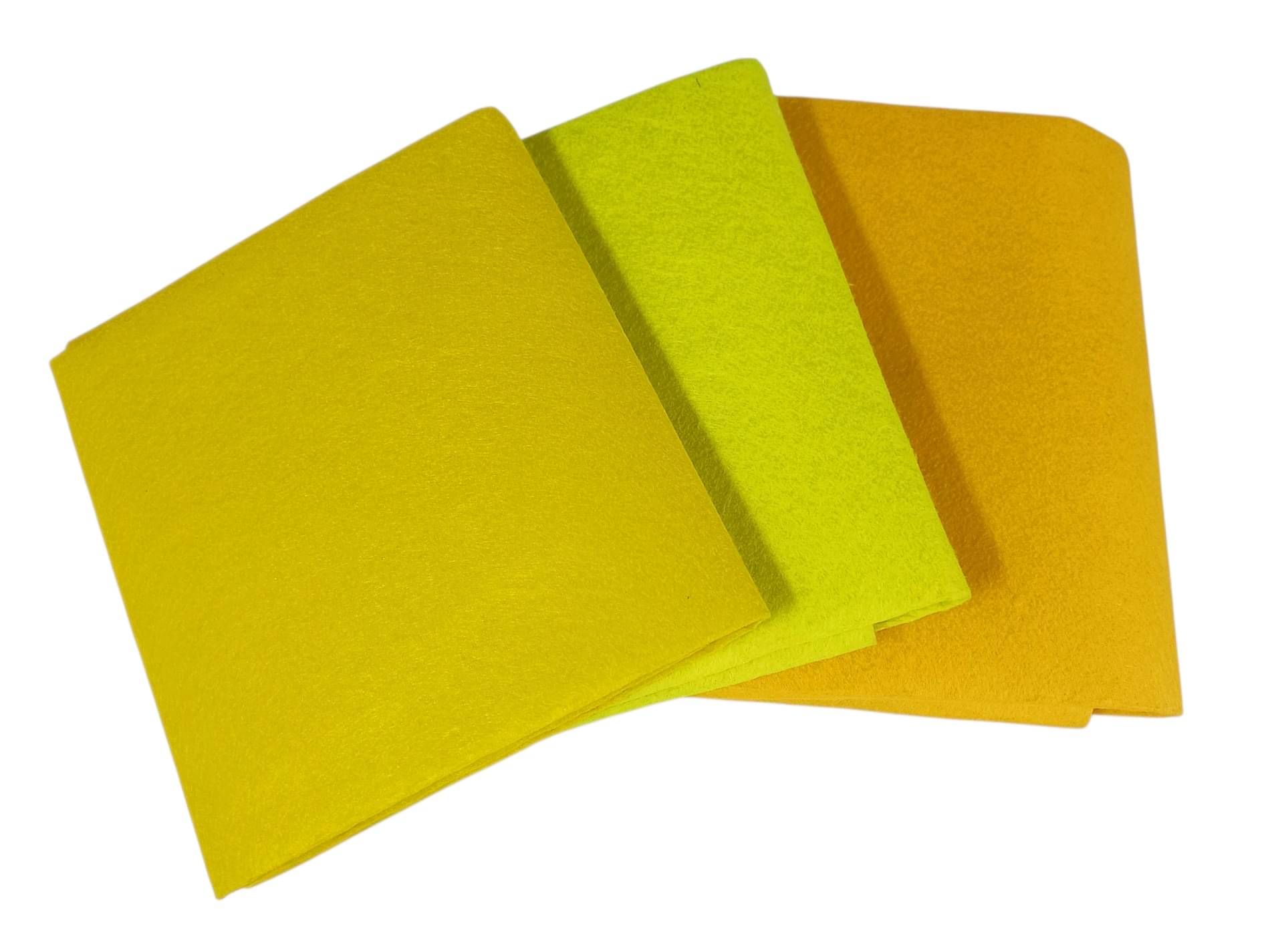     			PRANSUNITA Pack of 3 Yellow Shades Felt Fabric Sheet Stiff (Hard) Size 19” x 21” inch - School DIY Crafts Patchwork, Table & Board Backdrops, Embroidery Sewing- 3 pcs