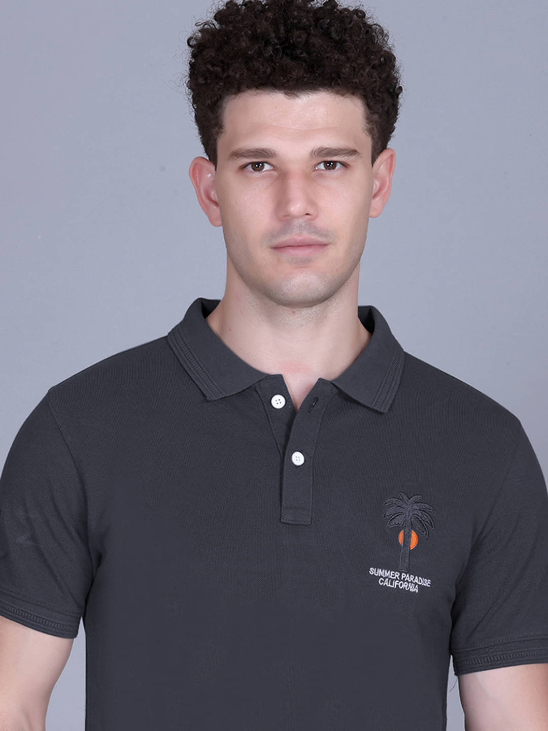 Promount Men Cotton Blend Regular Fit Solid Polo T Shirt ( Charcoal ) Promount Men Cotton Blend Regular Fit Solid Polo T Shirt ( Charcoal )