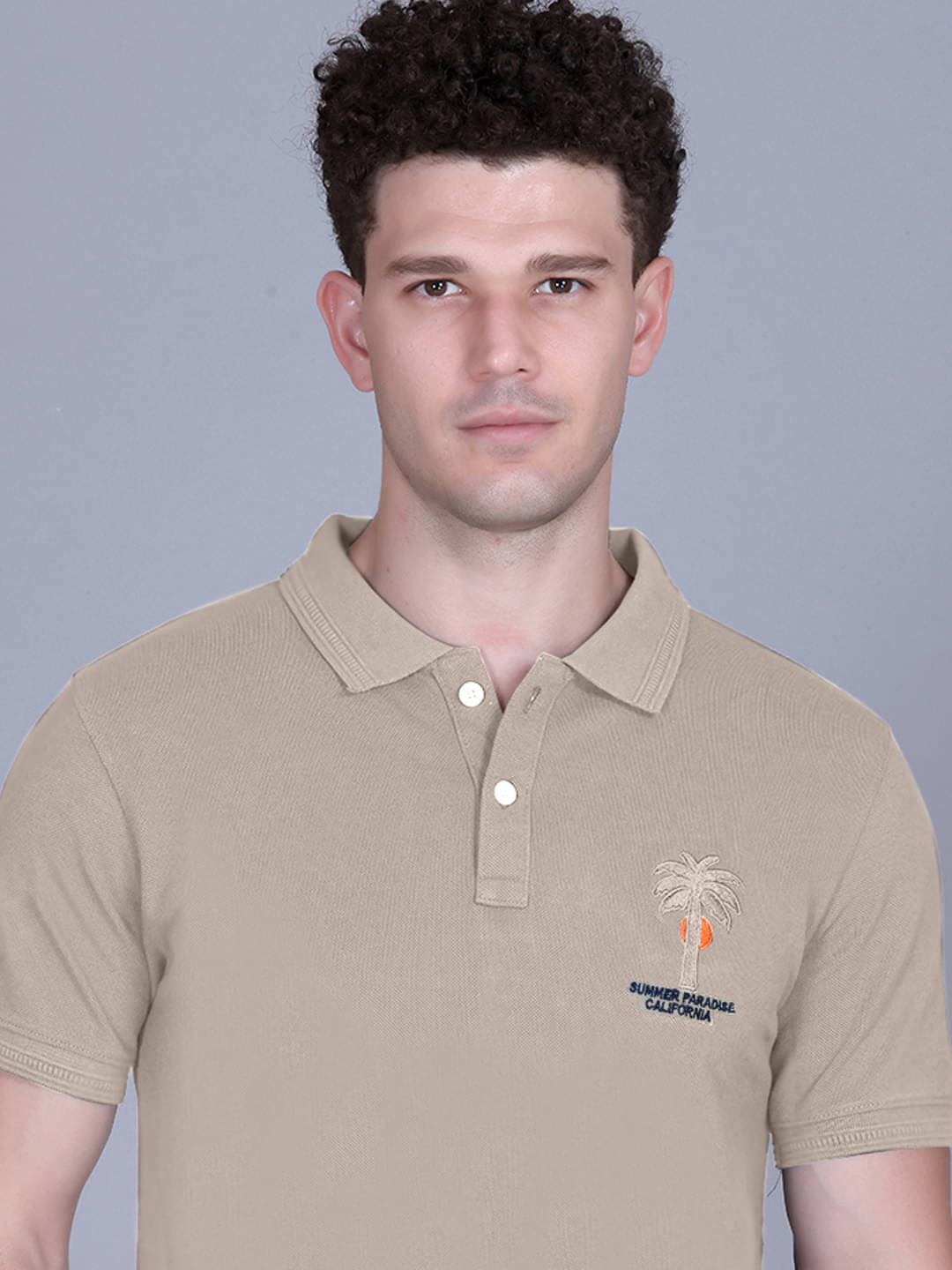     			Promount Men Cotton Blend Regular Fit Solid Polo T Shirt ( Beige )