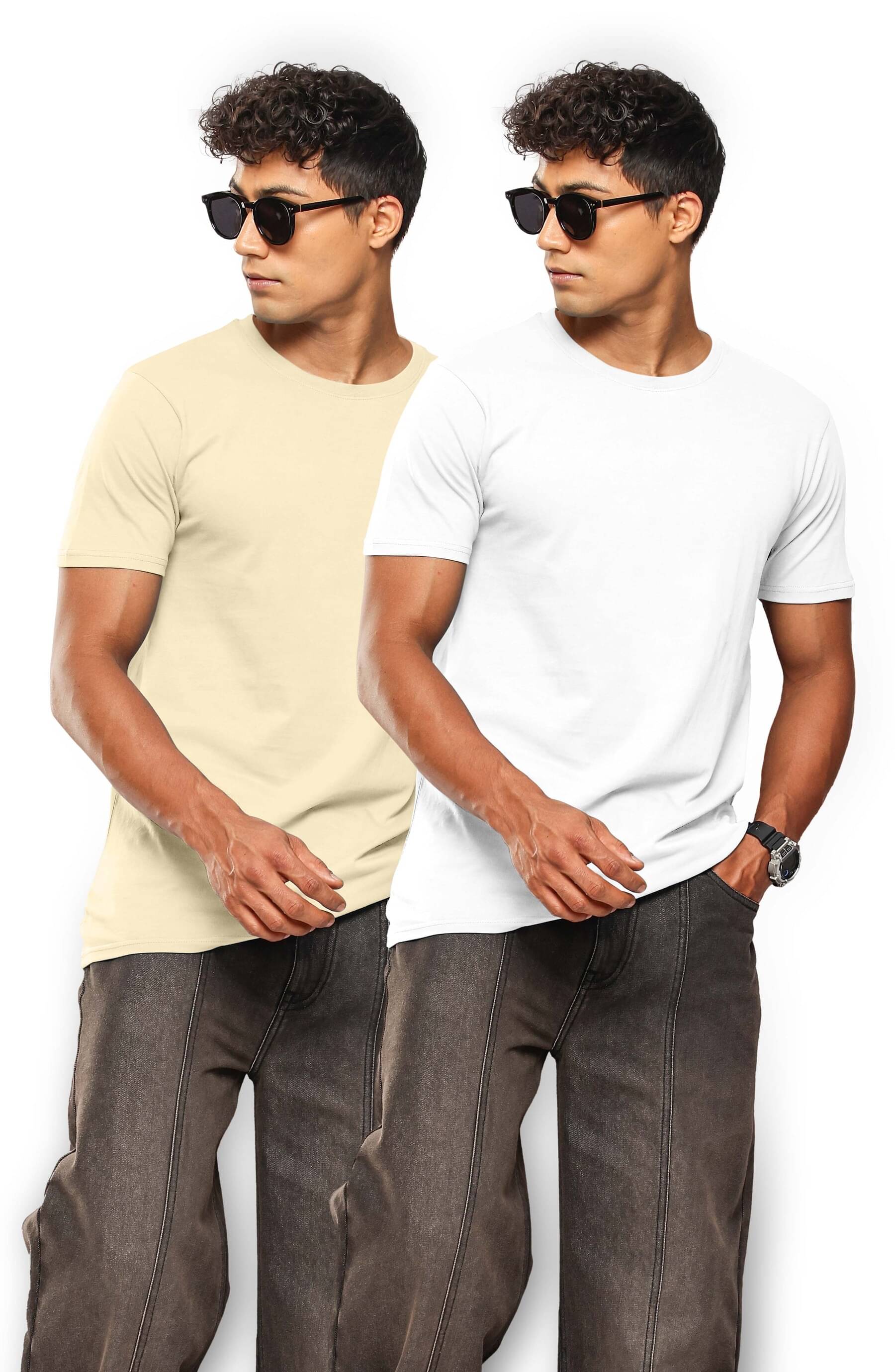     			QCUT Men Cotton Blend Regular Fit Self Design T-Shirt ( Multicolor15 )