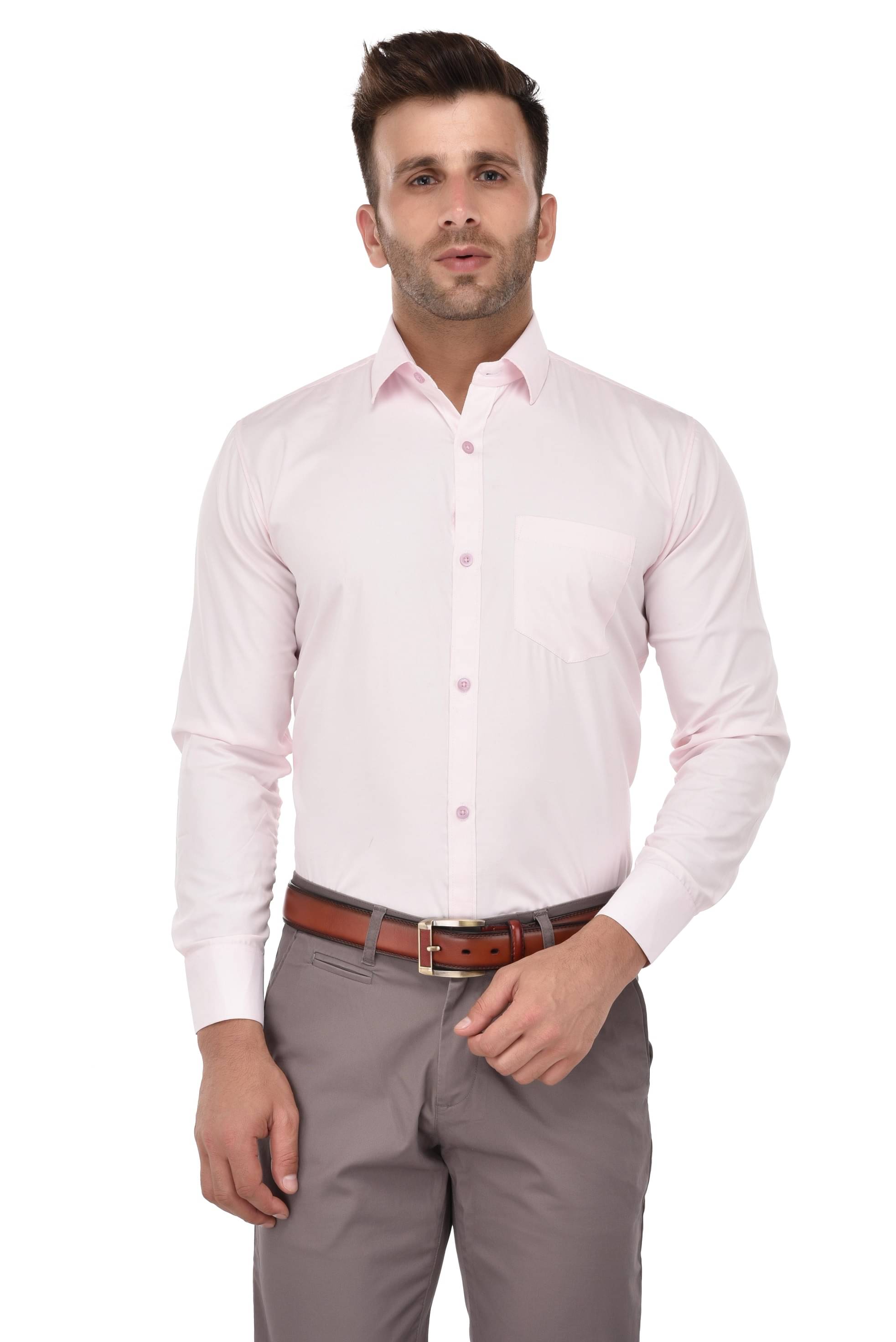     			READYON Cotton Blend Regular Fit Full Sleeves Men's Formal Shirt - Pink ( Pack of 1 )
