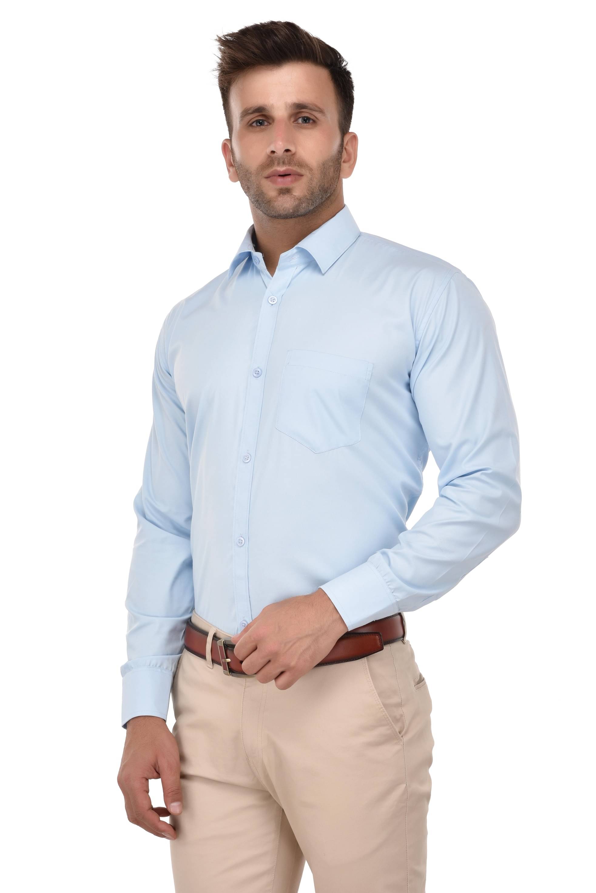     			READYON Cotton Regular Fit Full Sleeves Men's Formal Shirt - Blue ( Pack of 1 )