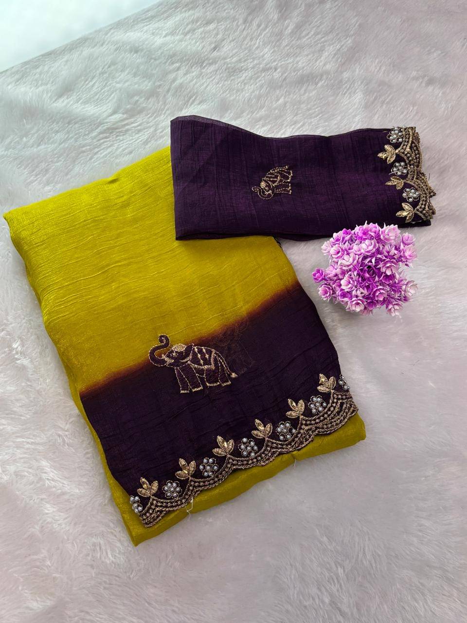 SHRIMORI Chanderi Woven Baluchari Saree With Unstitched Blouse Piece ( Indigo ) SHRIMORI Chanderi Woven Baluchari Saree With Unstitched Blouse Piece ( Indigo )