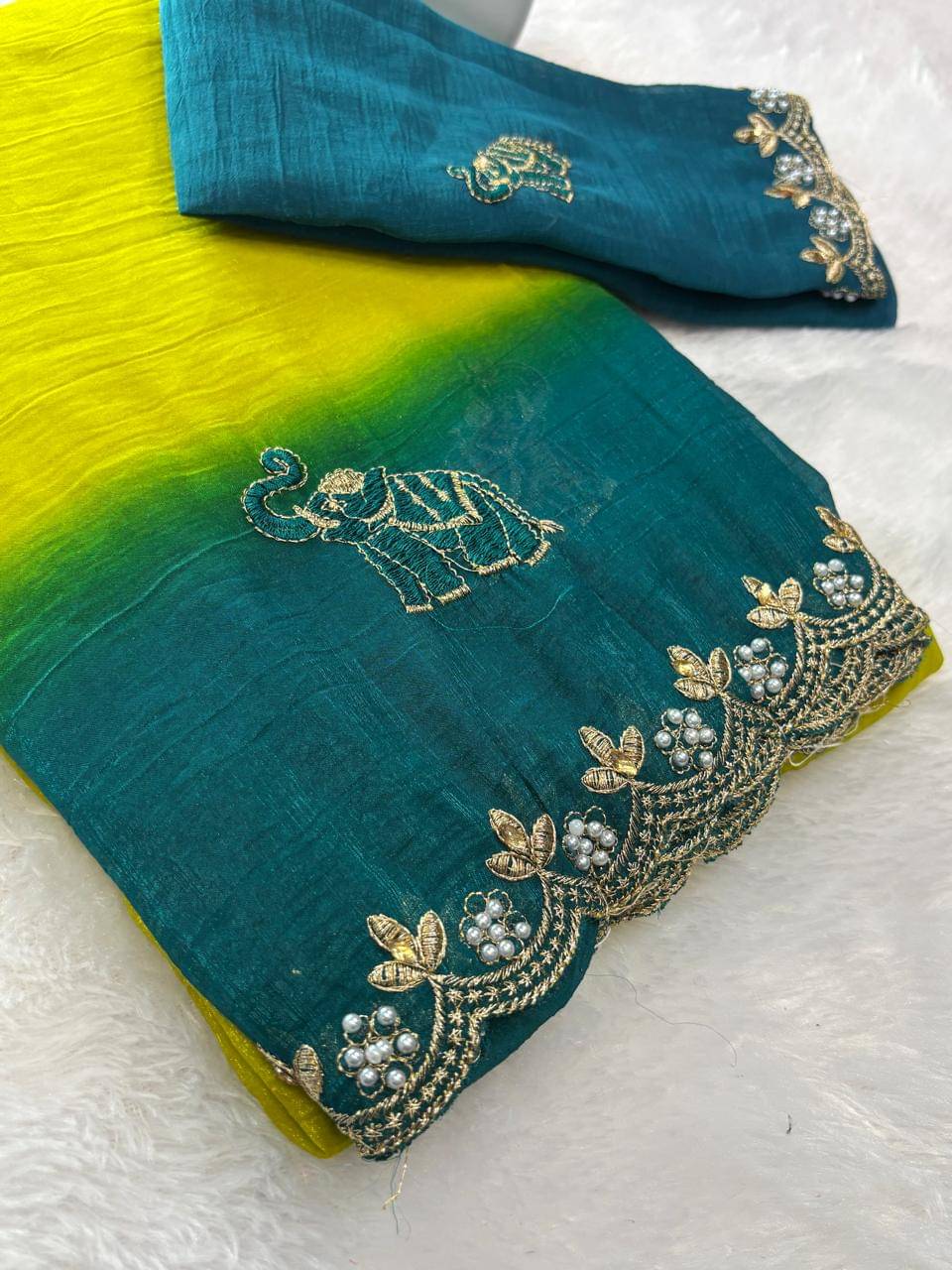     			Sitanjali Chanderi Woven Baluchari Saree With Unstitched Blouse Piece ( Rama )