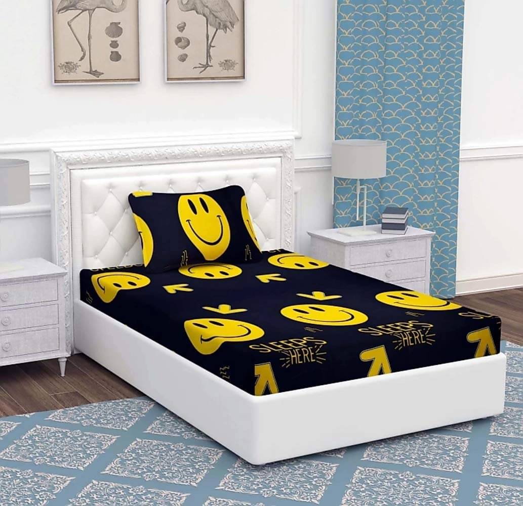 Sky Tex Poly Cotton 1 Single Bedsheet with 1 Pillow Cover ( Black ) Sky Tex Poly Cotton 1 Single Bedsheet with 1 Pillow Cover ( Black )