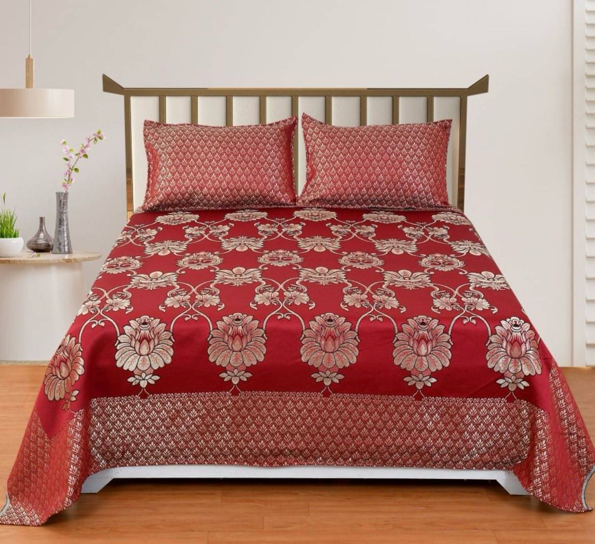Sky Tex Silk 1 Double Queen Bedsheet with 2 Pillow Covers ( Maroon ) Sky Tex Silk 1 Double Queen Bedsheet with 2 Pillow Covers ( Maroon )