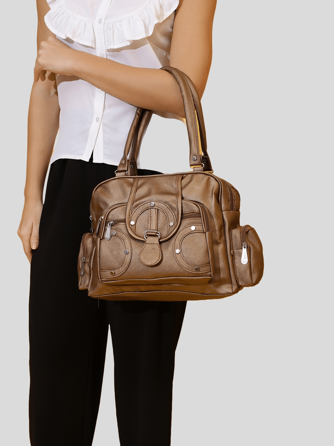     			Springberry Handheld Bag PU Set of 1 ( Brown )