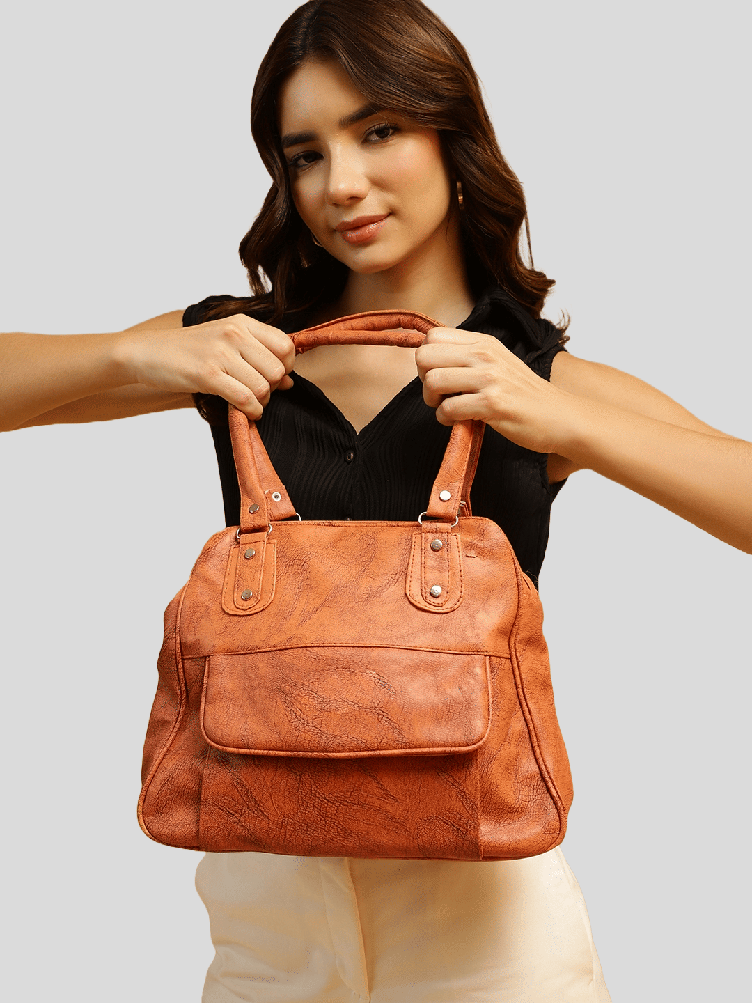     			Springberry Handheld Bag PU Set of 1 ( Brown )