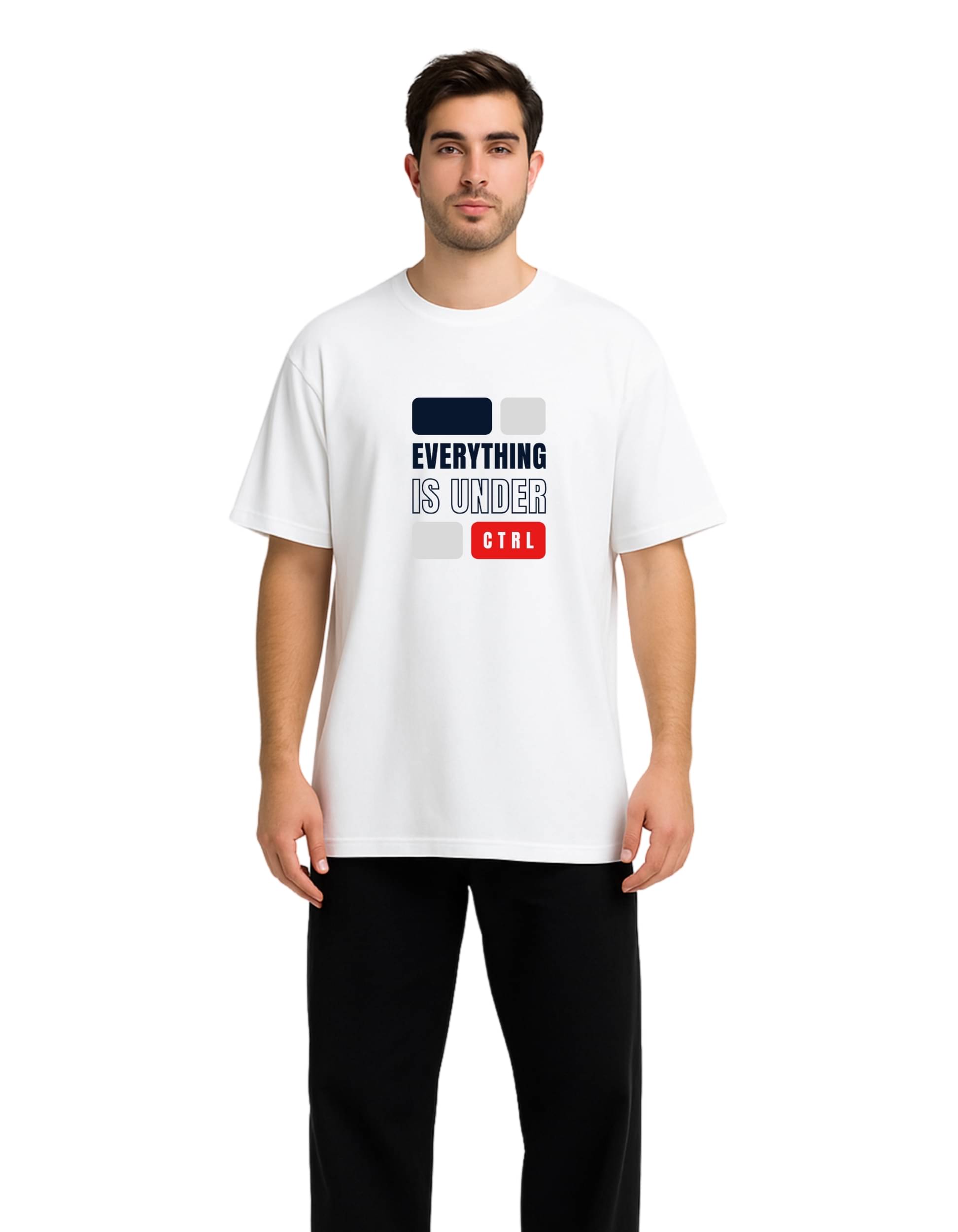     			Style Shadow Men Cotton Oversized Fit Printed T-Shirt ( White )