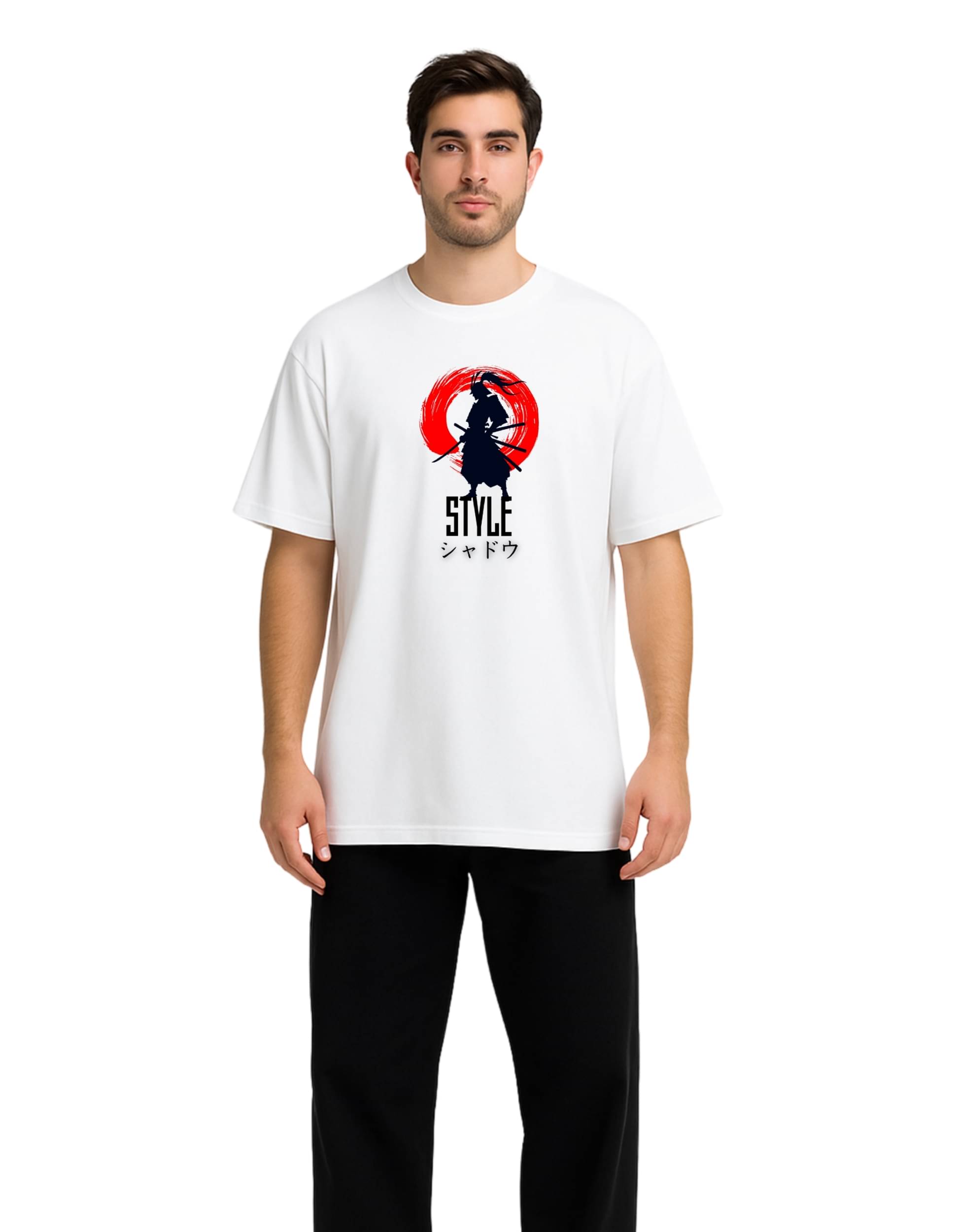     			Style Shadow Men Cotton Oversized Fit Printed T-Shirt ( White )