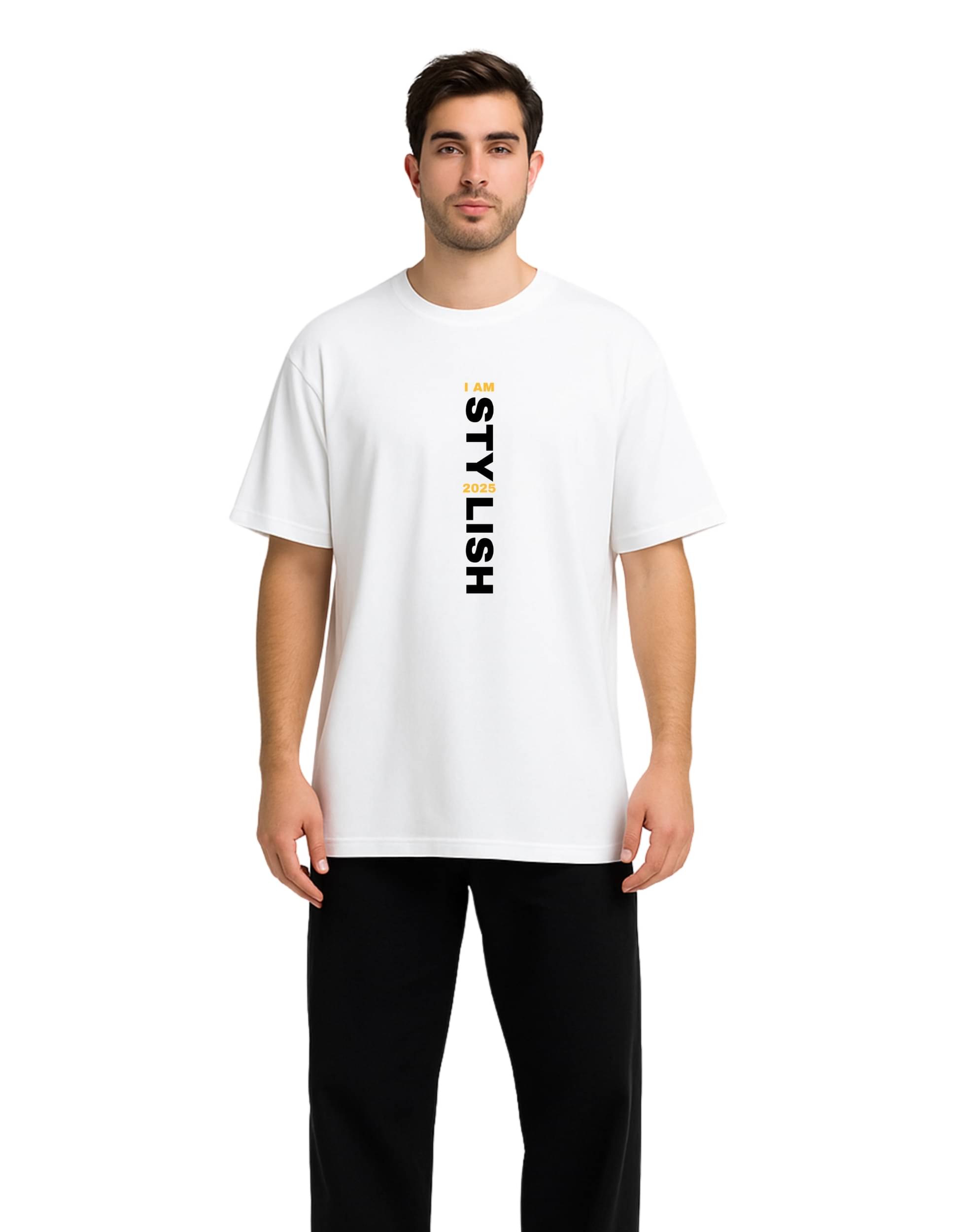     			Style Shadow Men Cotton Oversized Fit Printed T-Shirt ( White )