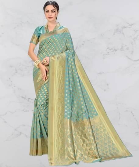     			Suali Silk Woven Saree With Unstitched Blouse Piece ( LightGreen )