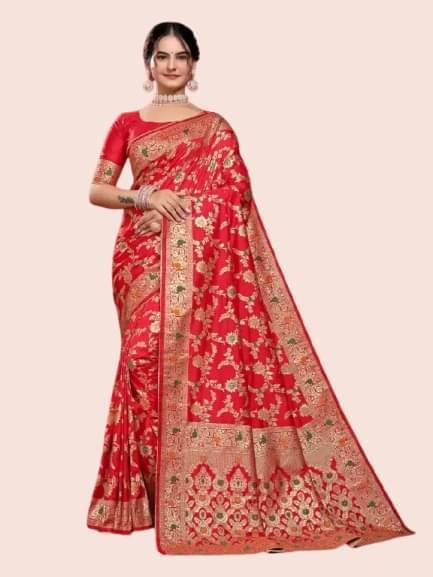     			Suali Silk Woven Saree With Unstitched Blouse Piece ( Red )