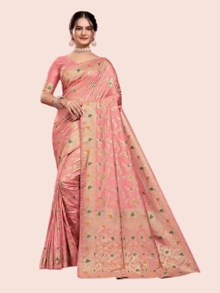     			Suali Silk Woven Saree With Unstitched Blouse Piece ( Peach )