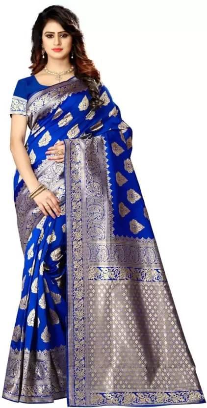 Suali Silk Woven Saree With Unstitched Blouse Piece ( Blue ) Suali Silk Woven Saree With Unstitched Blouse Piece ( Blue )