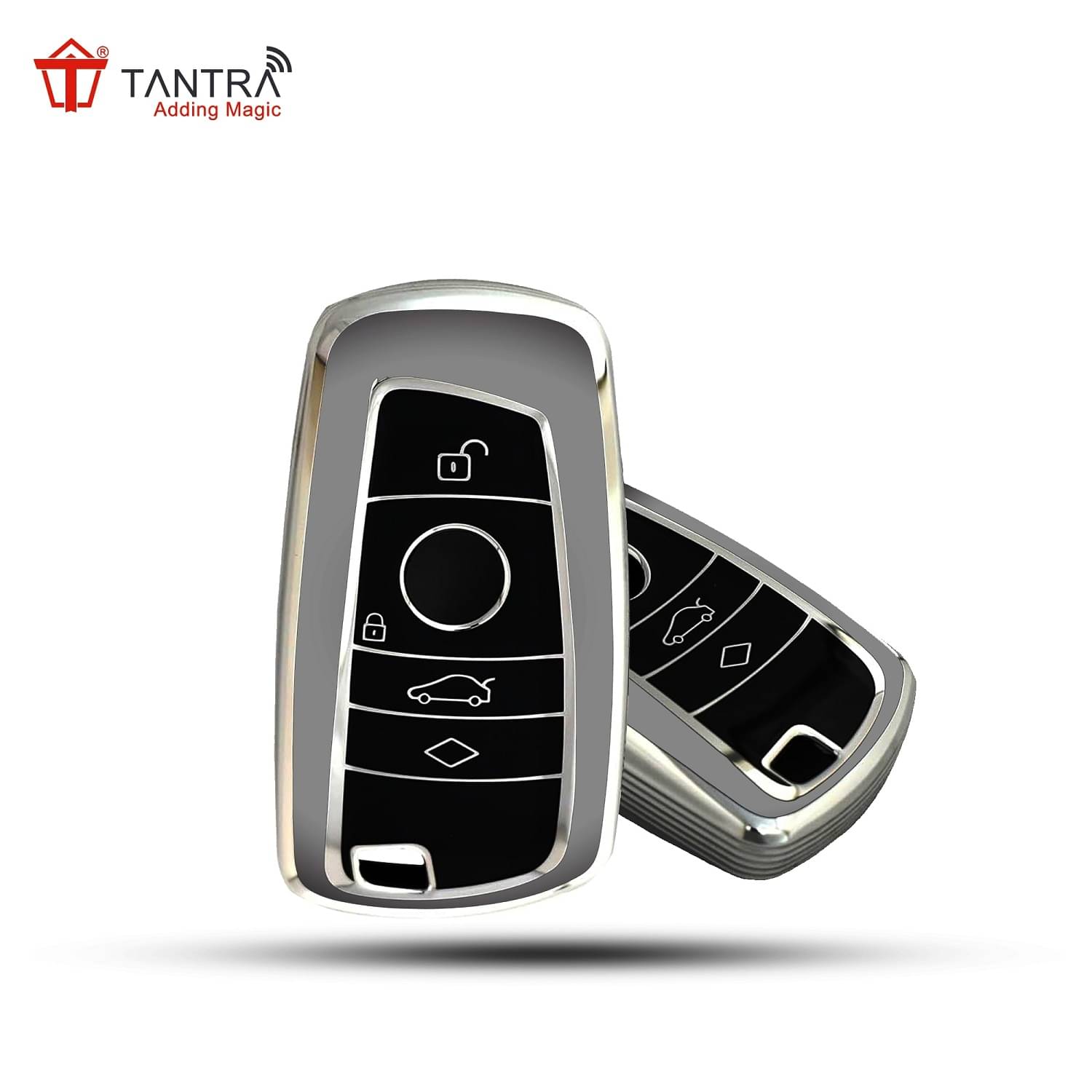     			TANTRA TPU Key Cover Compatible With BMW X4, X3, 5 Series, 6 Series, 3 Series, 7 Series 4 Button Flip Key (Grey)