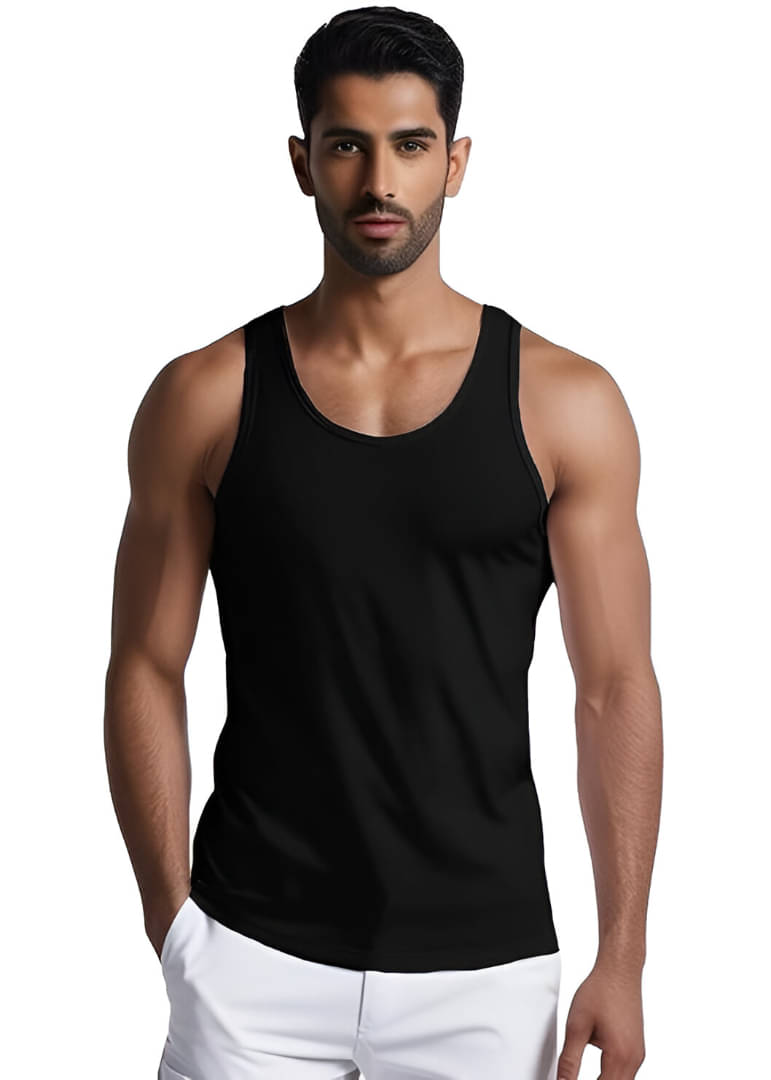     			TVORA CLOTHING Pack of 1 Polyester Basic Vest For Men ( Black )