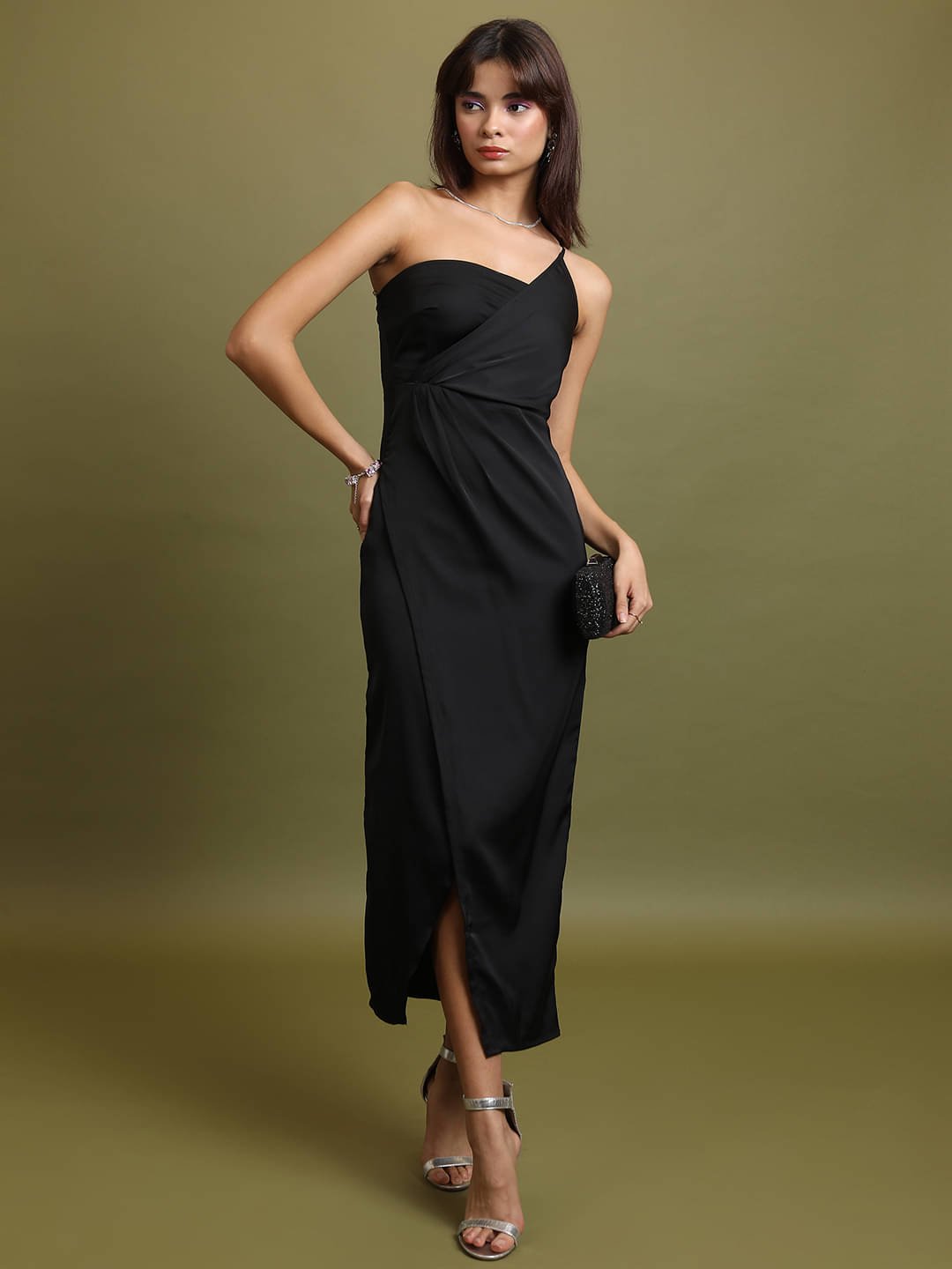     			Tokyo Talkies Women Polyester Blend Solid Maxi ( Black )