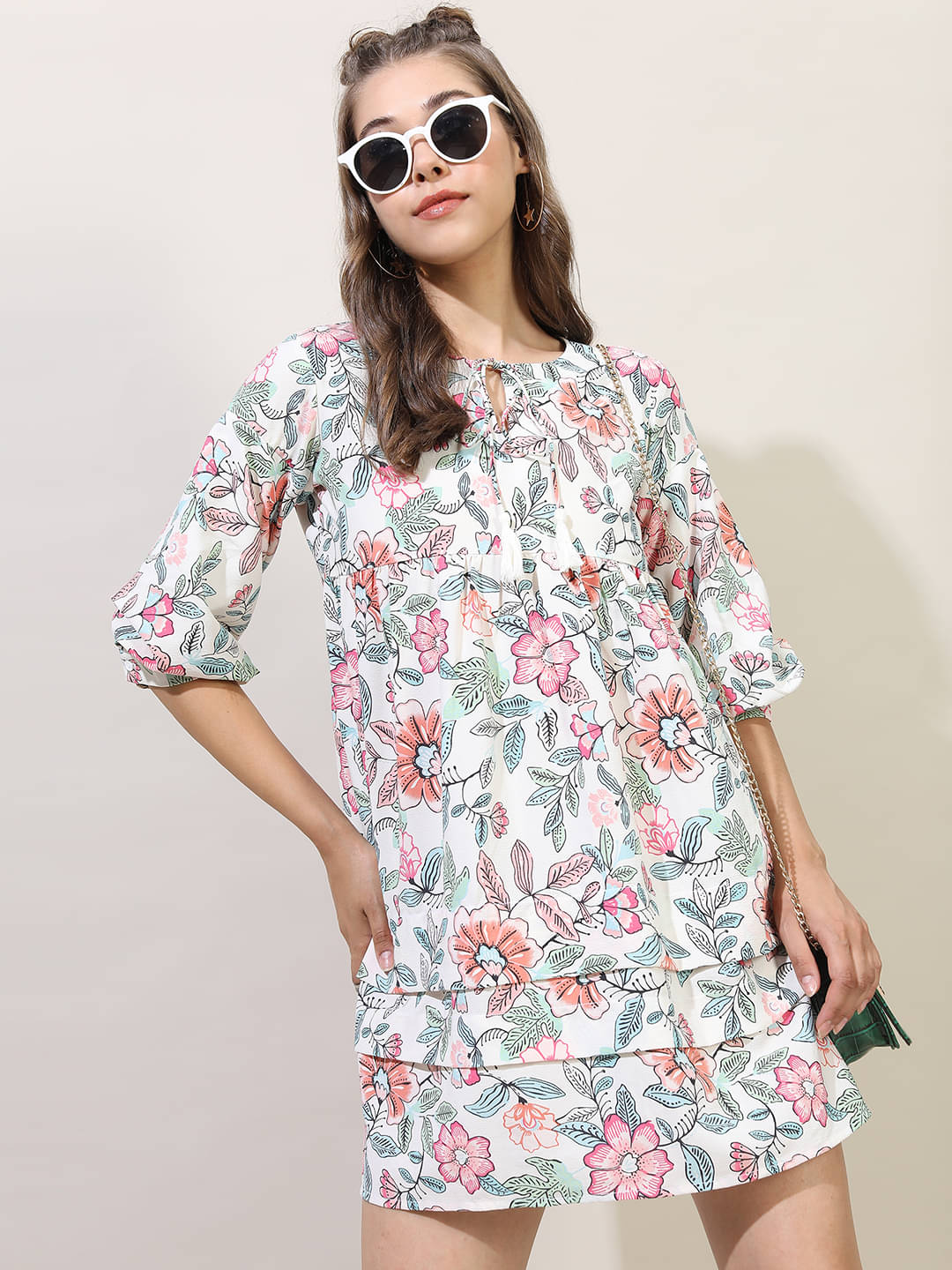     			Tokyo Talkies Women Polyester Printed A-line Dress ( White )