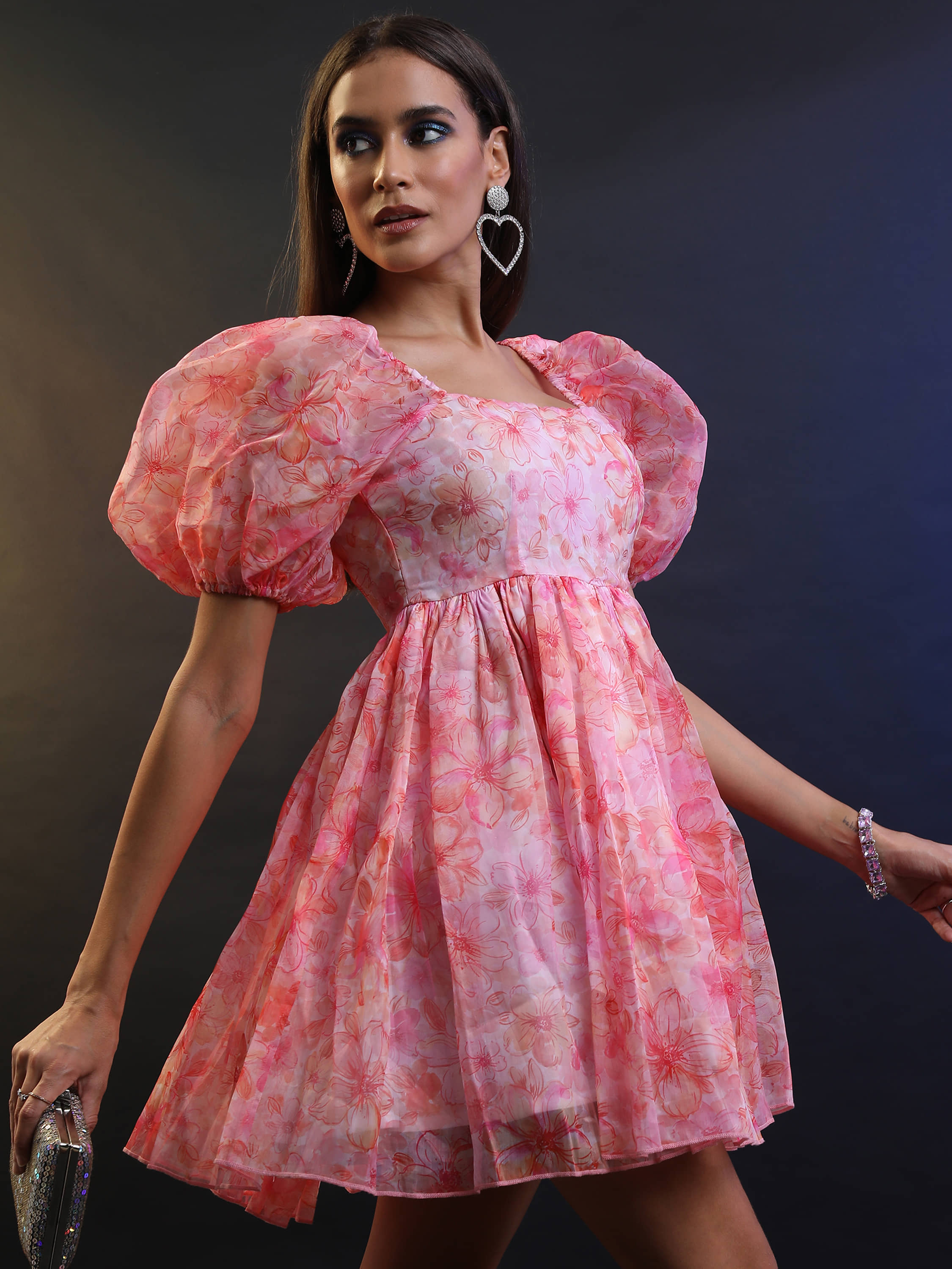 Tokyo Talkies Women Polyester Printed Fit & Flare Dress ( Multi Color )
