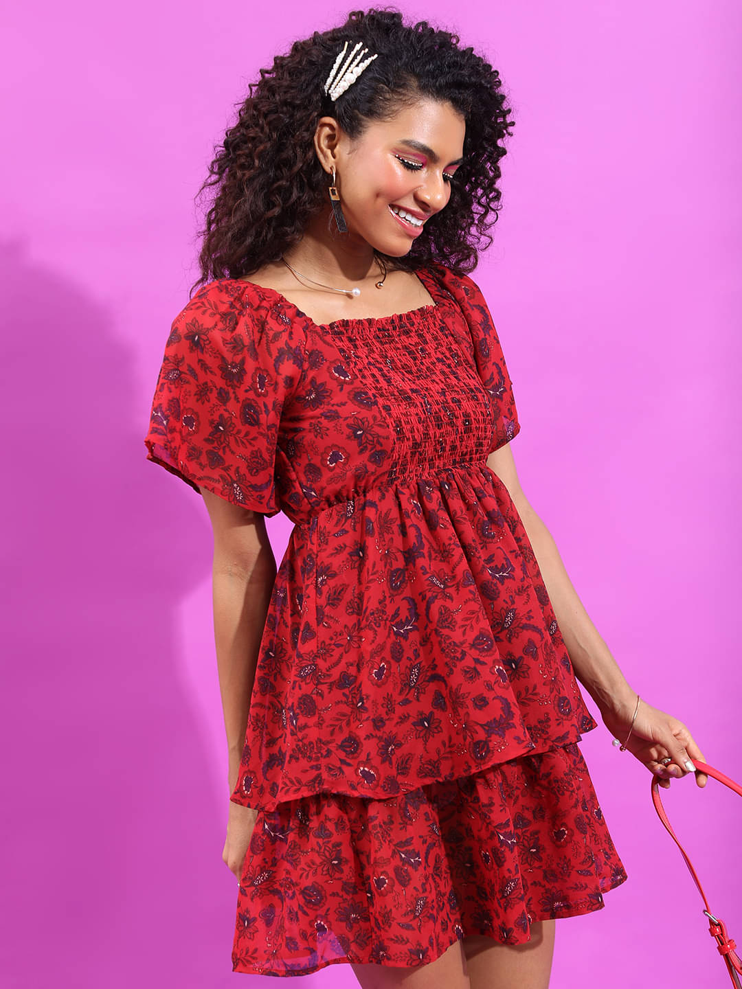 Tokyo Talkies Women Polyester Printed Fit & Flare Dress ( Rust ) Tokyo Talkies Women Polyester Printed Fit & Flare Dress ( Rust )