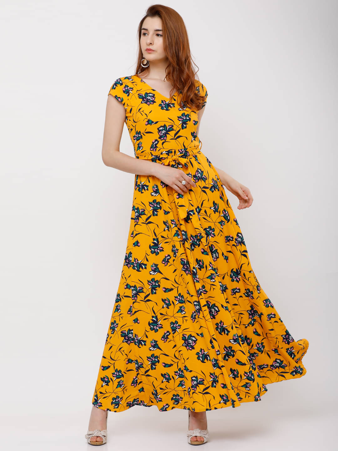     			Tokyo Talkies Women Polyester Printed Maxi ( Yellow )