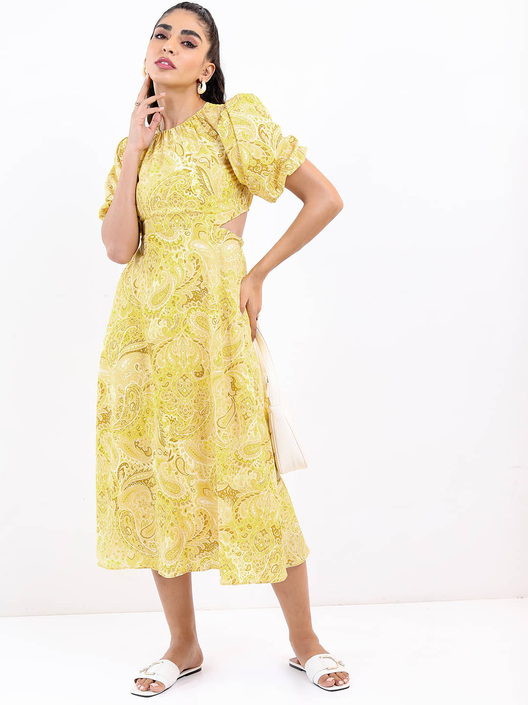     			Tokyo Talkies Women Polyester Printed Fit & Flare Dress ( Yellow )