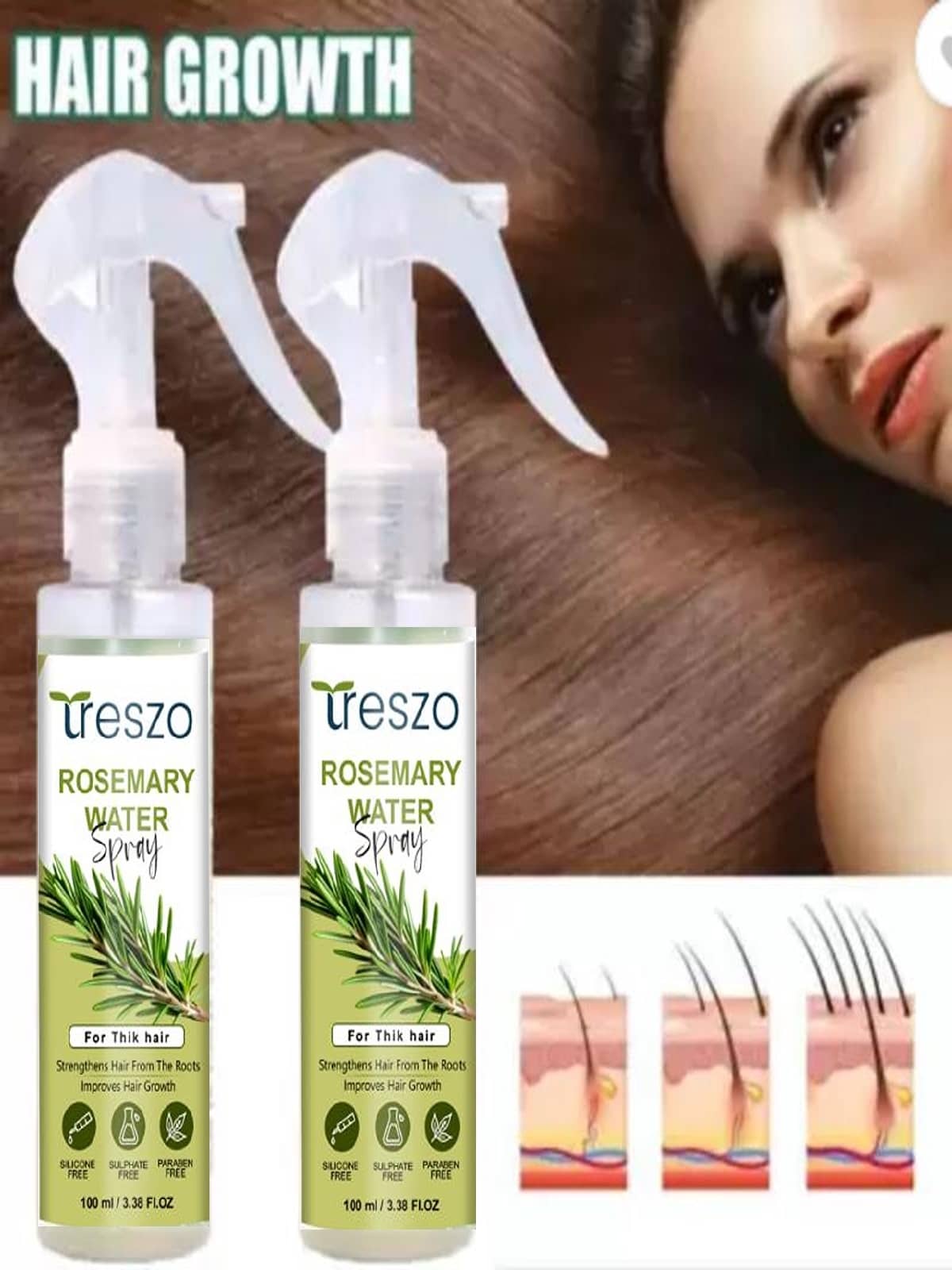 Treszo Rosemary Hair Growth Hair Serum 100 mL Pack of 2